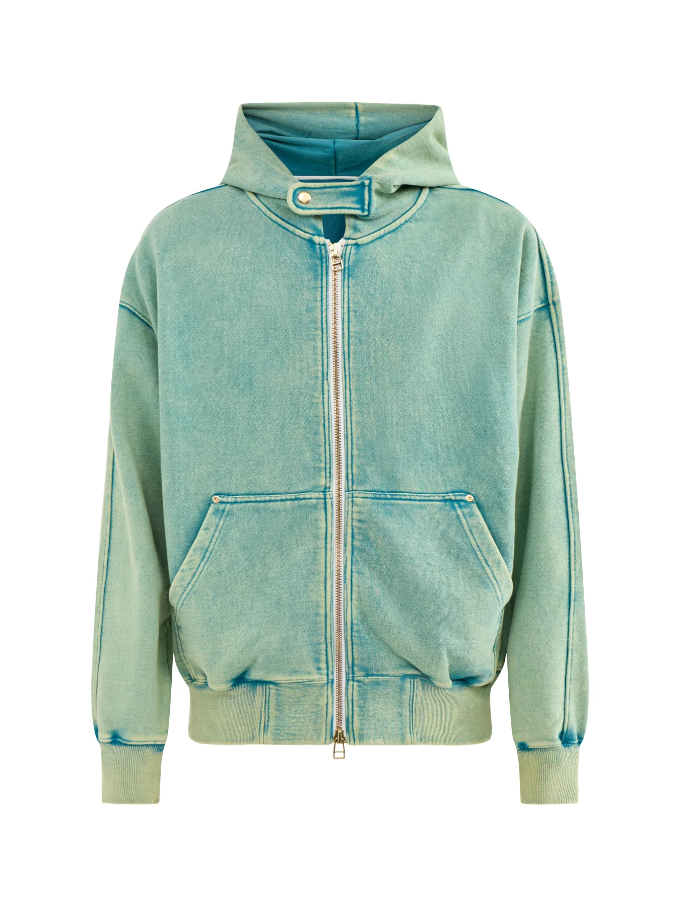 Vintage Dyeing Zip Parka Blue