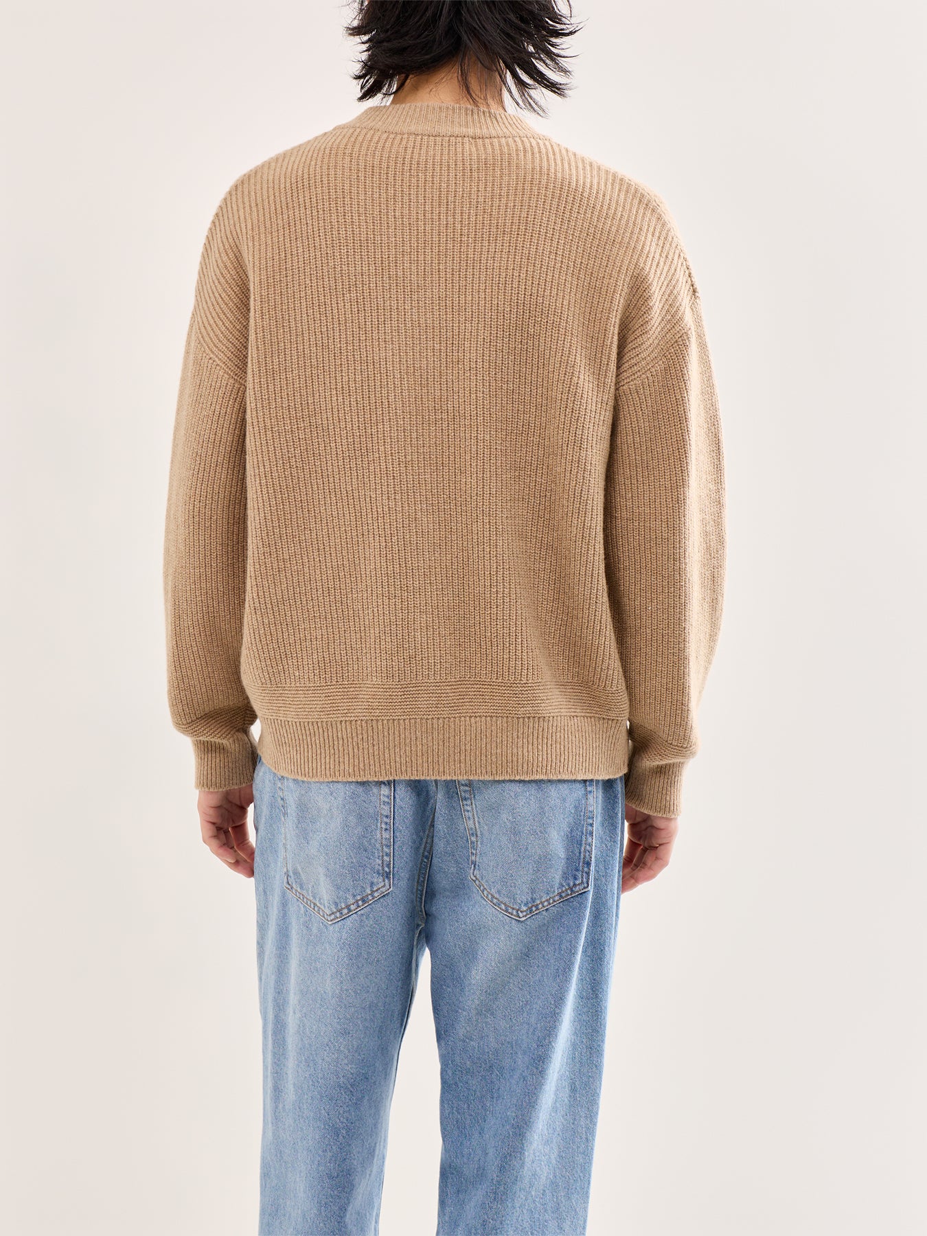 Wool Deck Zip-Up Cardigan Beige - Image 5