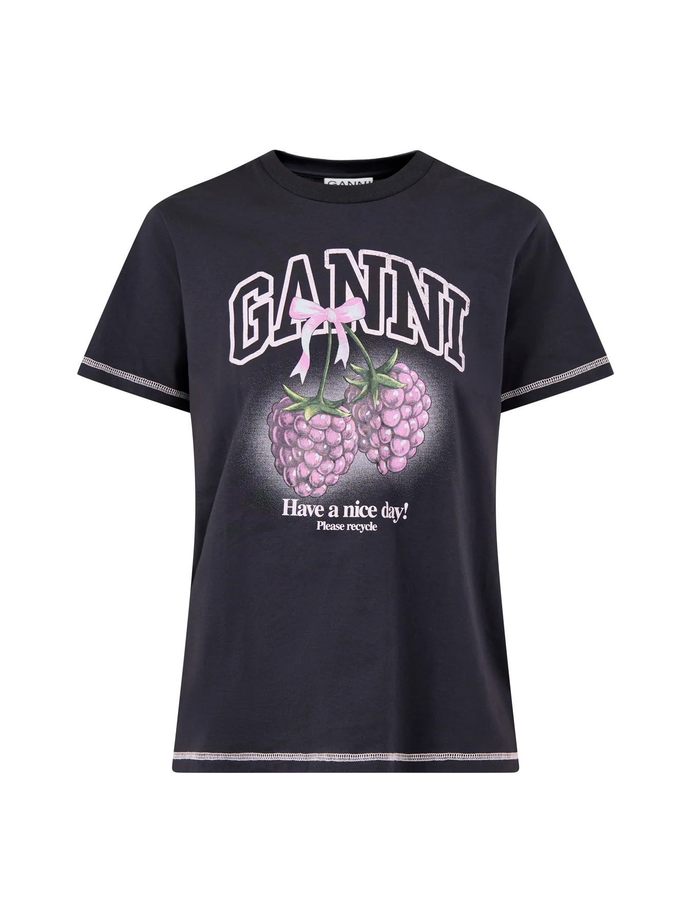 Raspberry Print T-Shirt Black