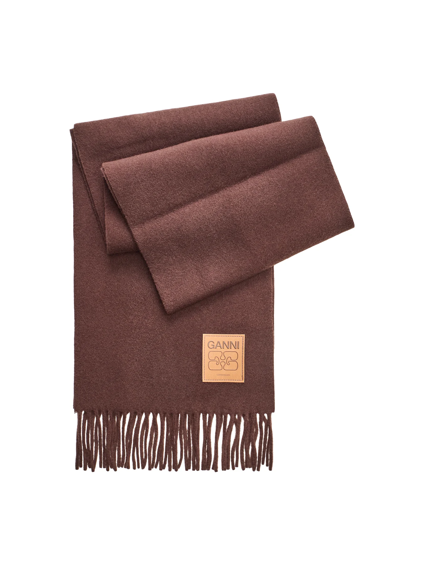 Double Face Wool Knit Scarf Brown