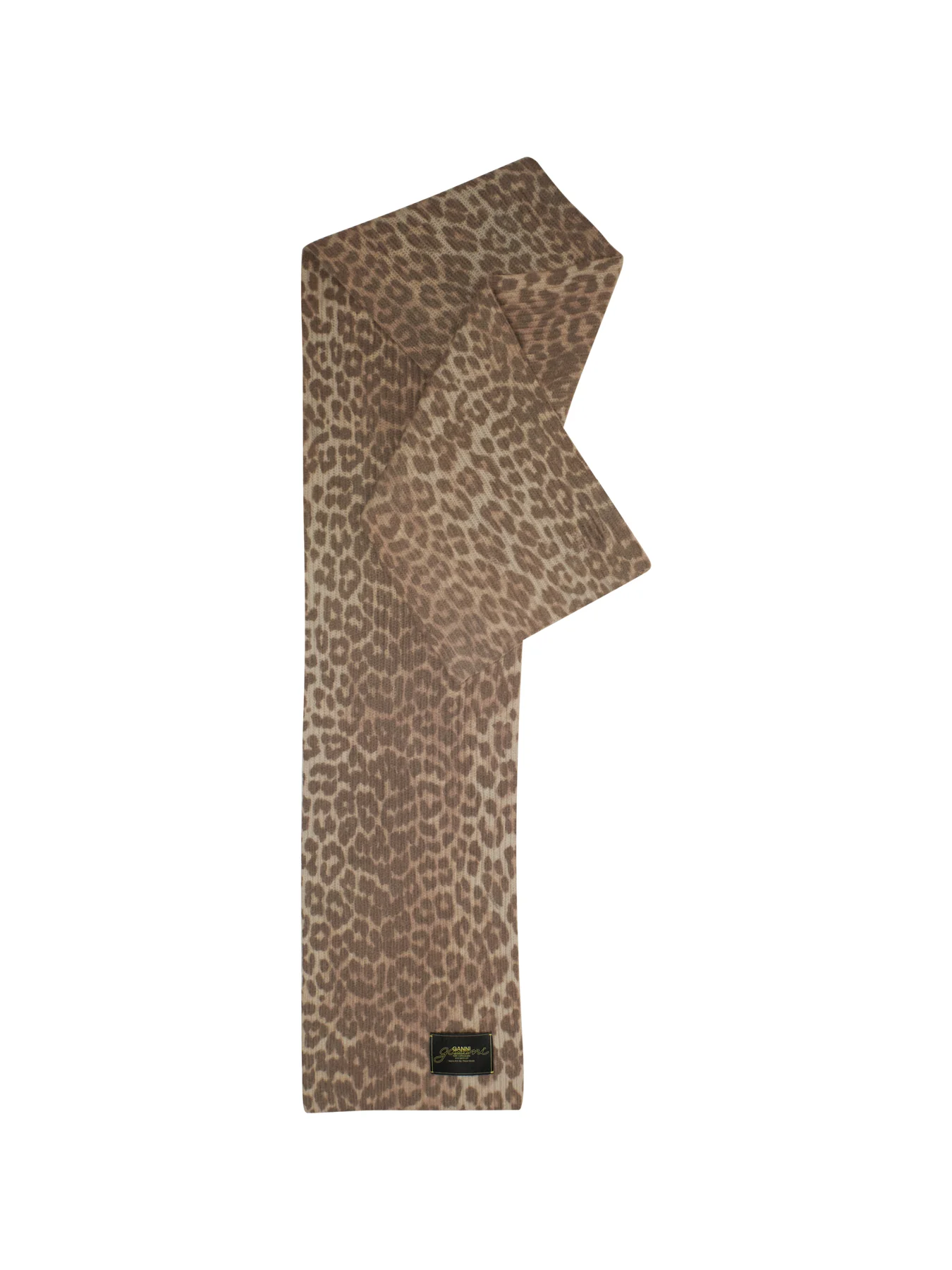 Graphic Wool Knit Scarf Leopard
