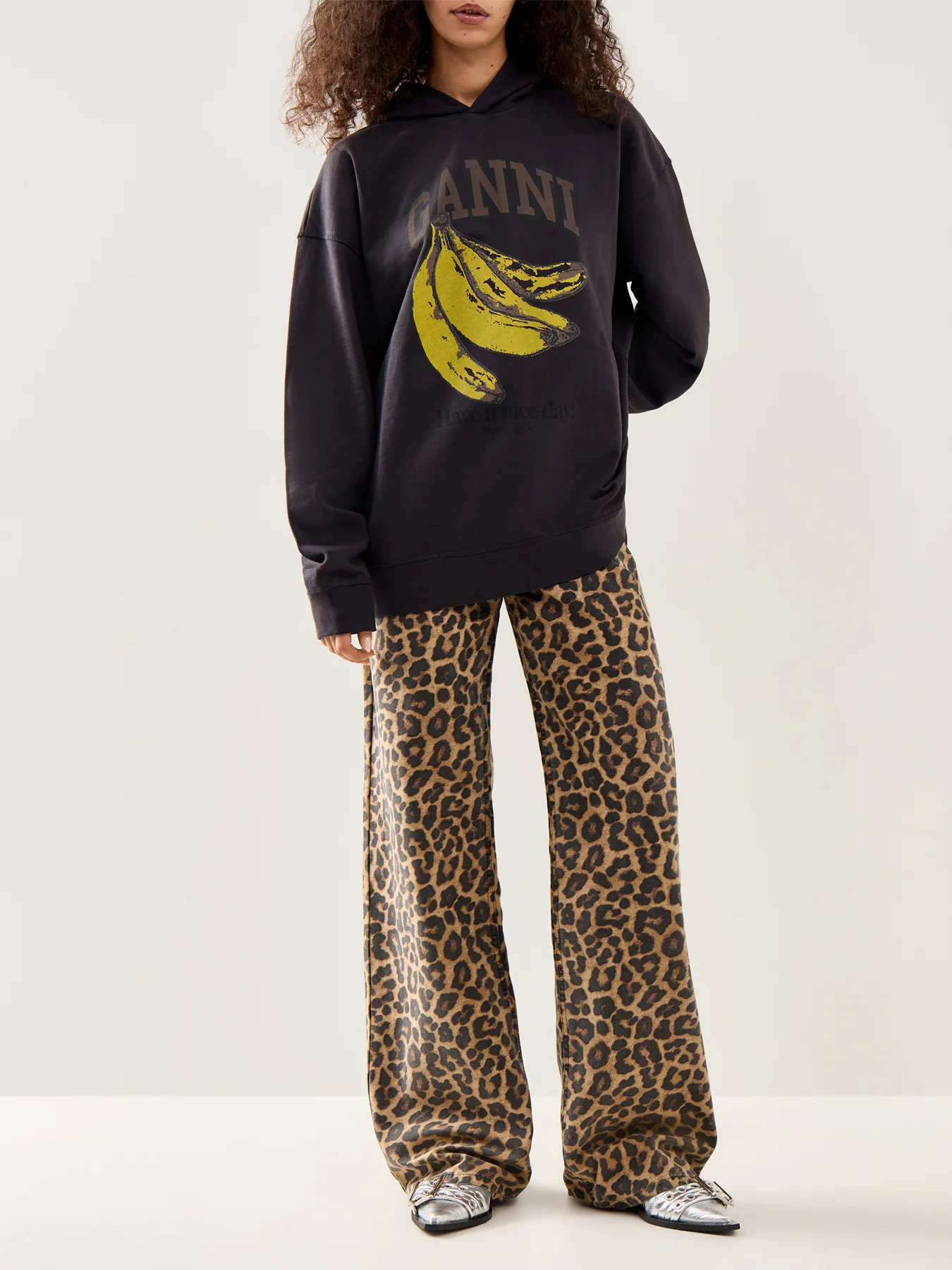 Banana Print Isoli Hoodie Black - Image 2