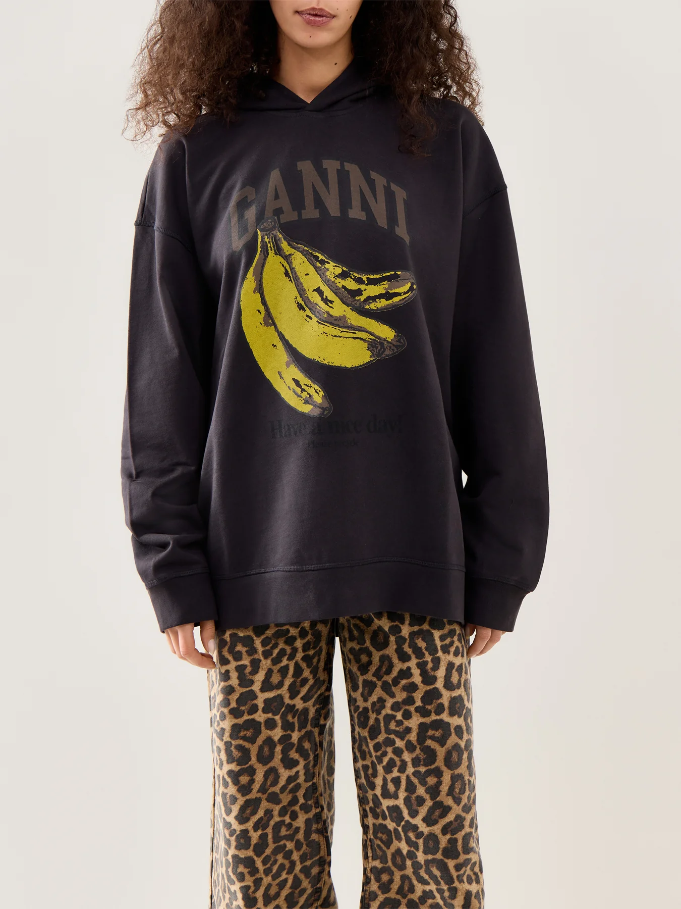 Banana Print Isoli Hoodie Black - Image 4