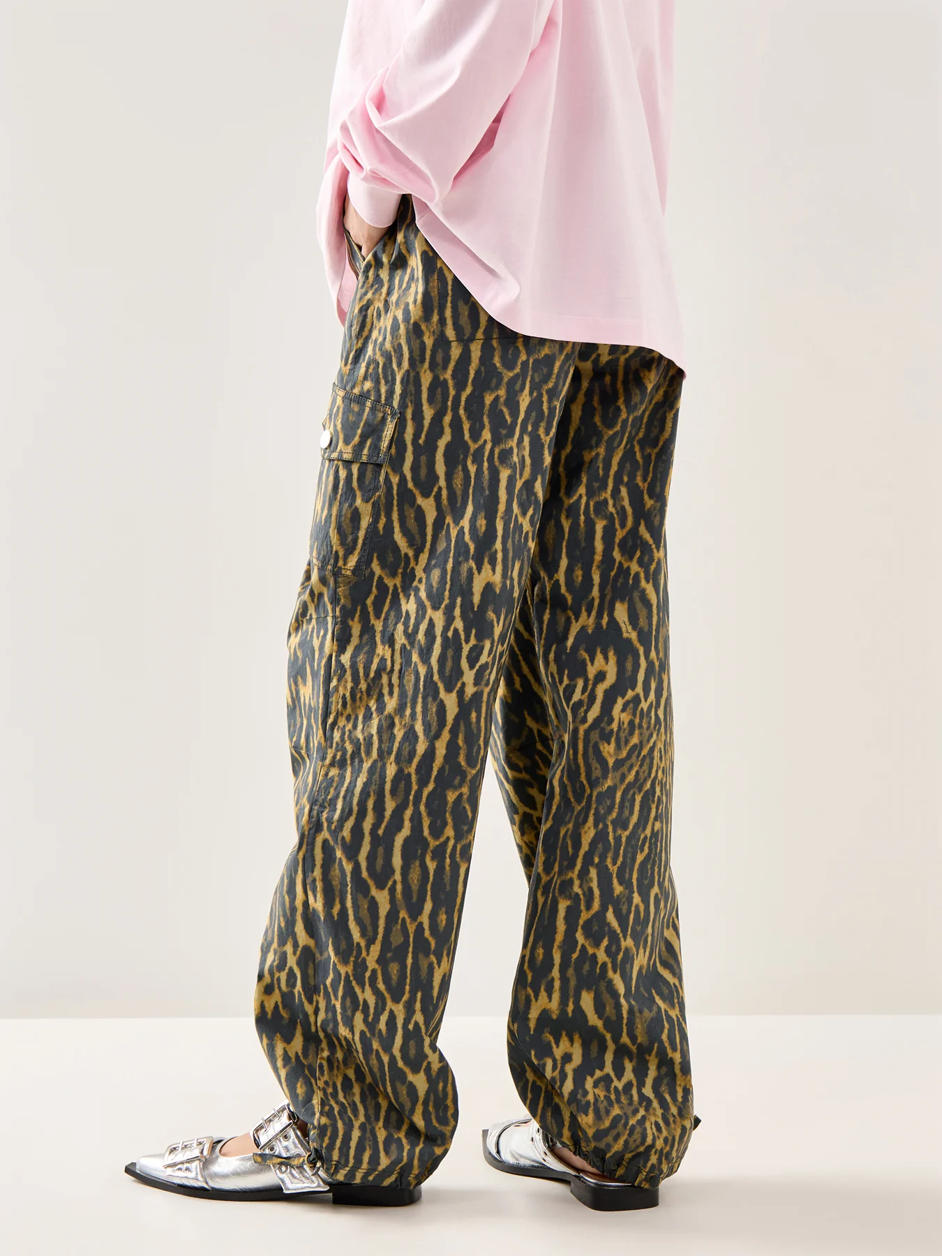 Printed Stretch Cargo Trousers Multi - Image 5