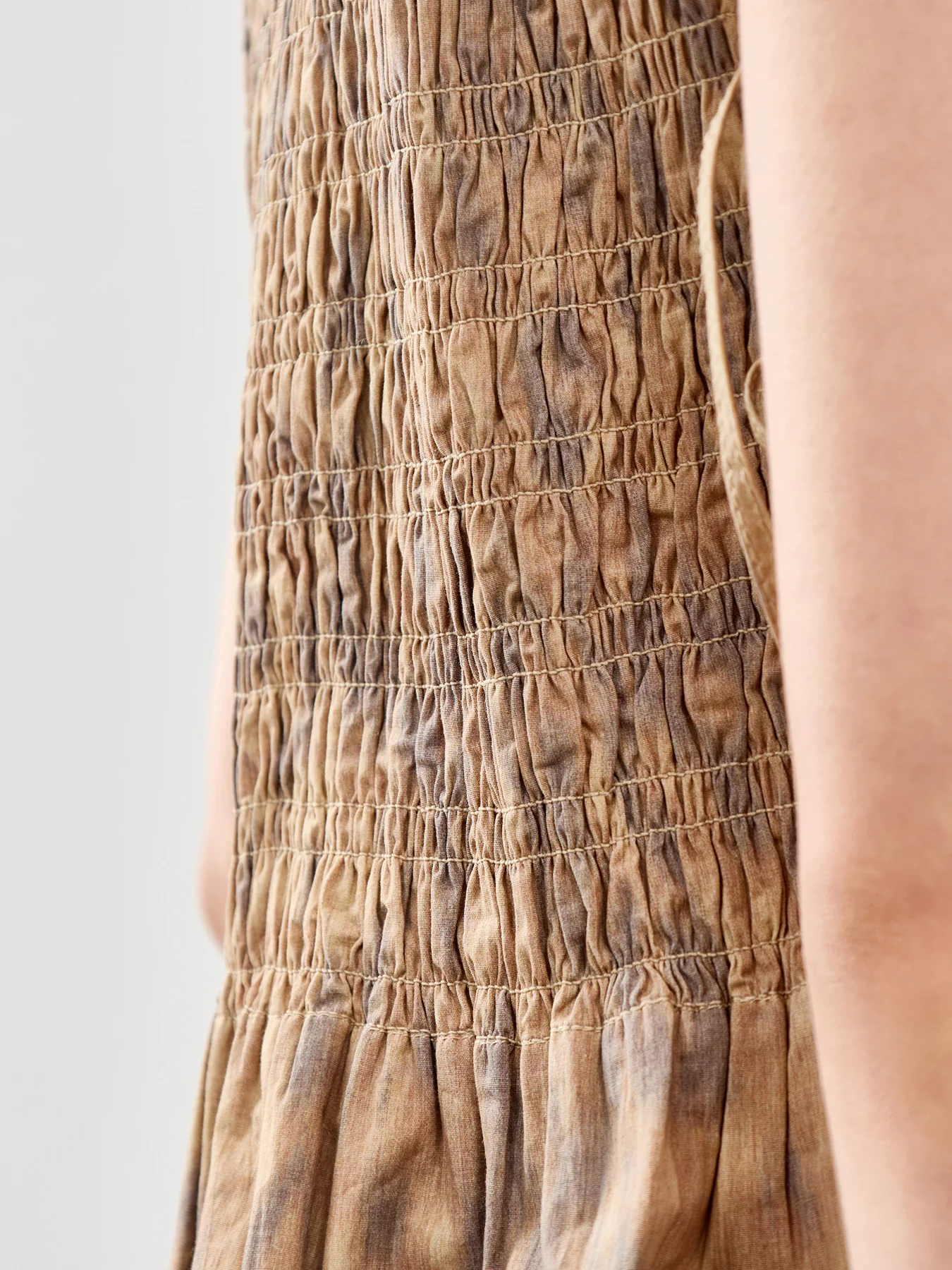 Printed Stretch Cotton Smocked Tie String Top - Image 3