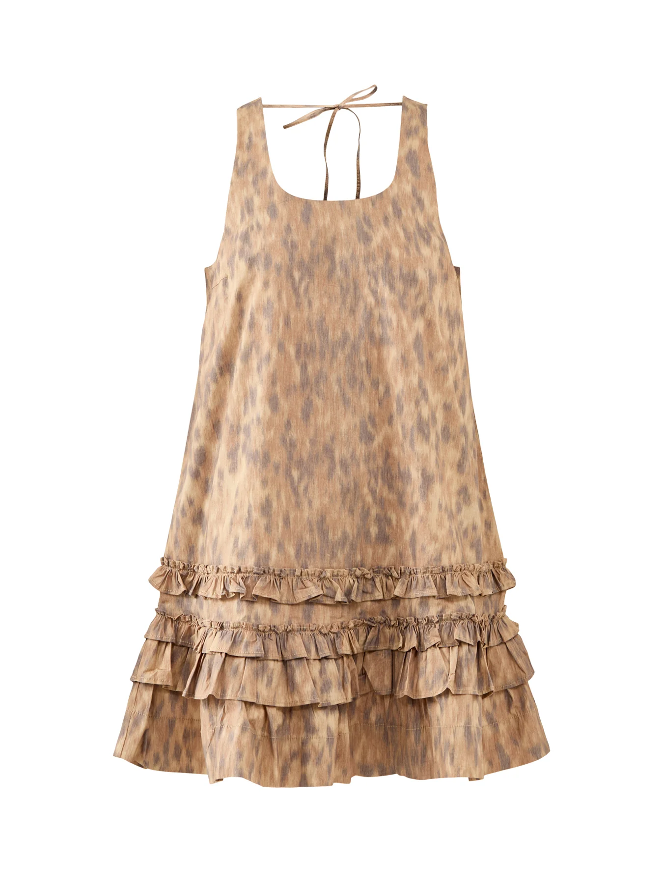 Printed Stretch Cotton U-Neck Midi Dress