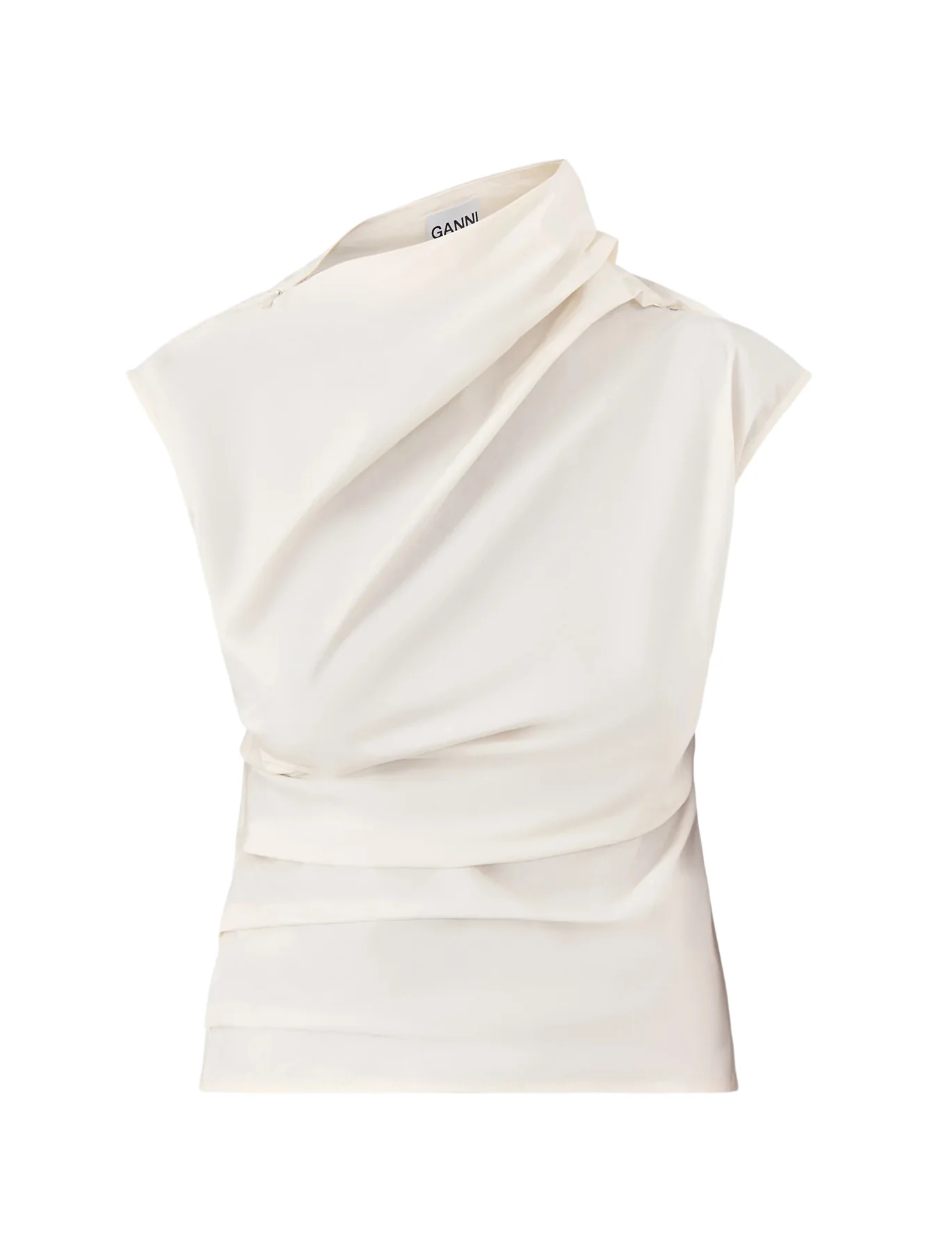 Stretch Cotton Ruched Top White