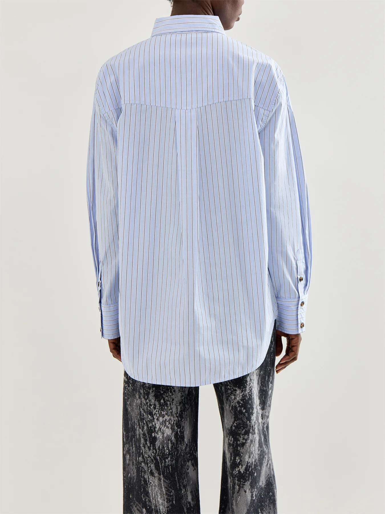 Stripe Oversized Cotton Shirt Purple - Image 5