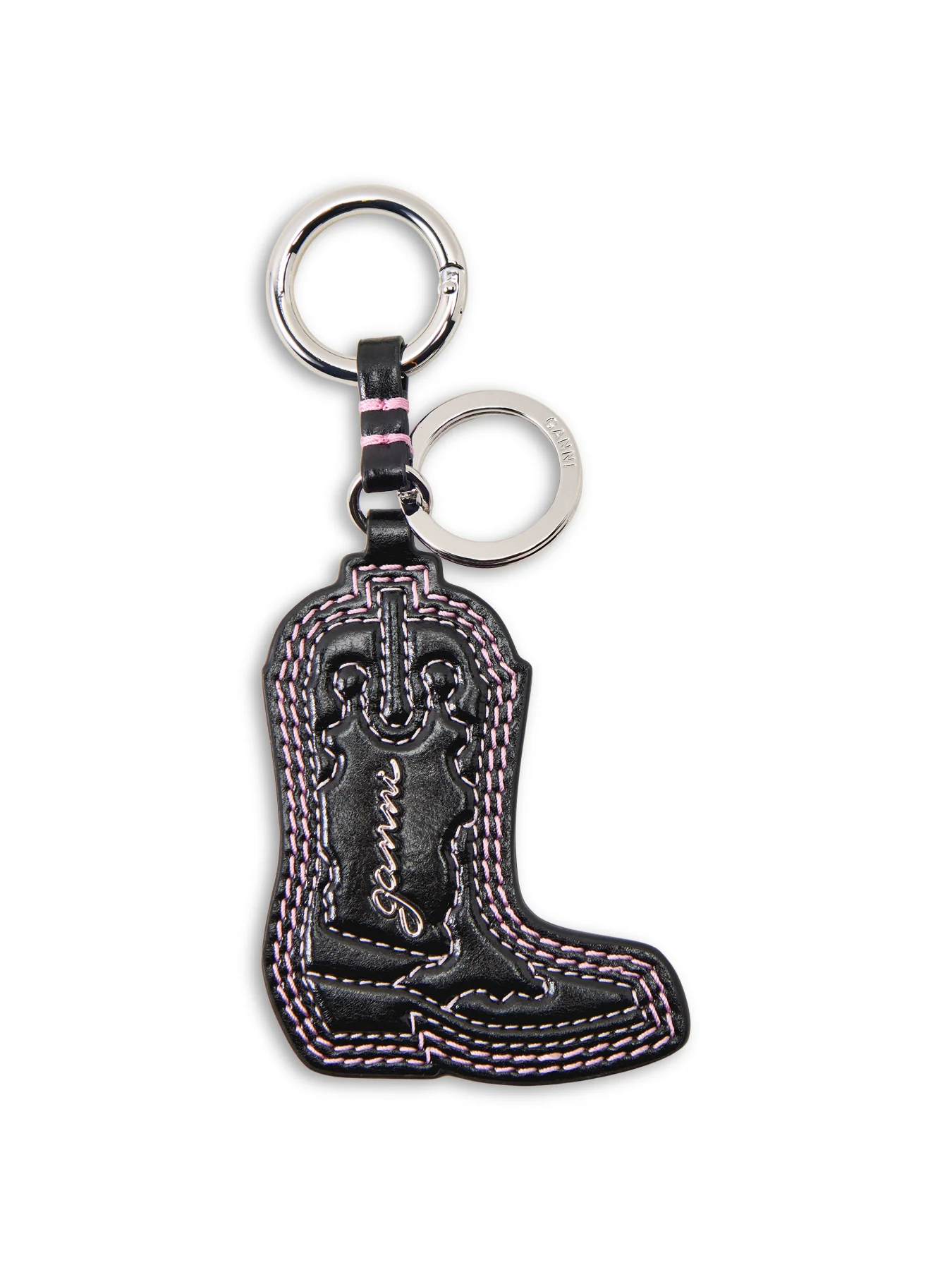 Western Boot Metal Keyring Pink