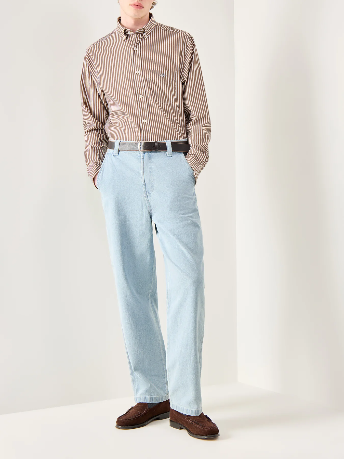 Classic Poplin Stripe Shirt Navy - Image 2