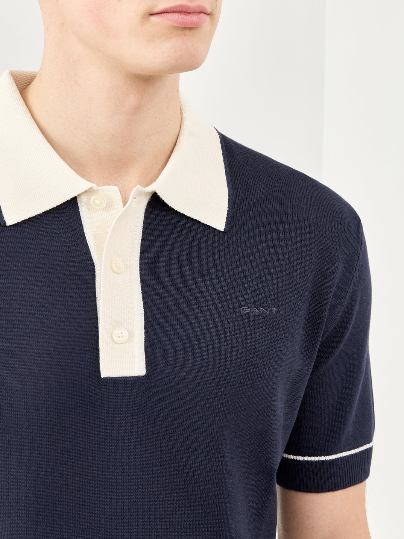GANT Cotton Modal Polo Shirt Evening Blue - Image 3