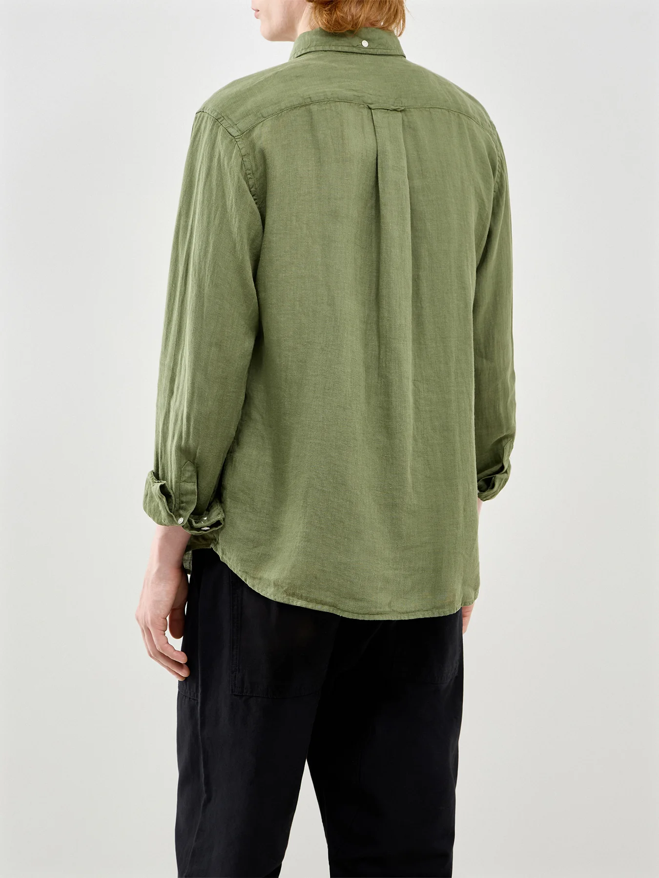 Garment Dyed Linen Shirt Green - Image 5