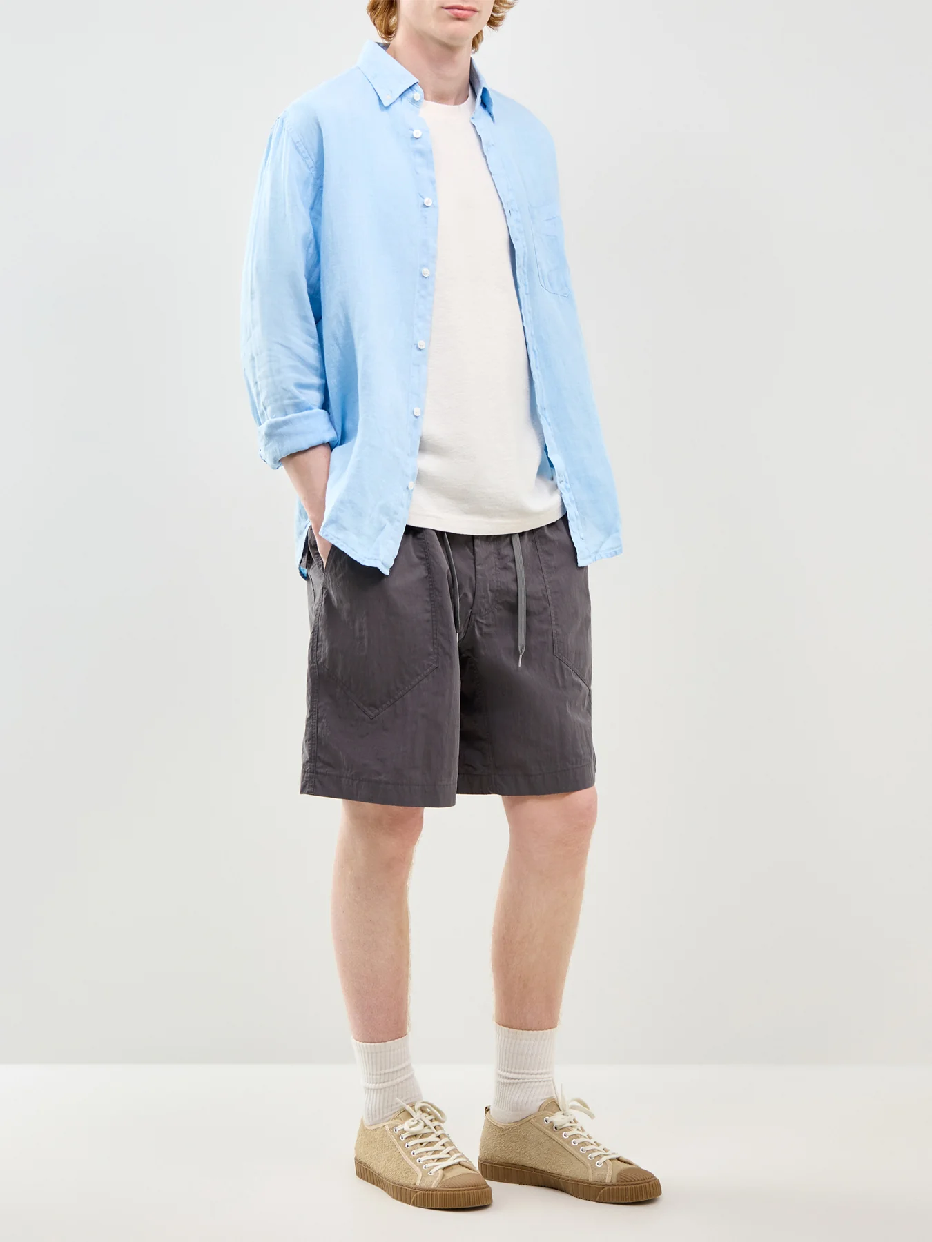 Garment Dyed Linen Shirt Blue - Image 2
