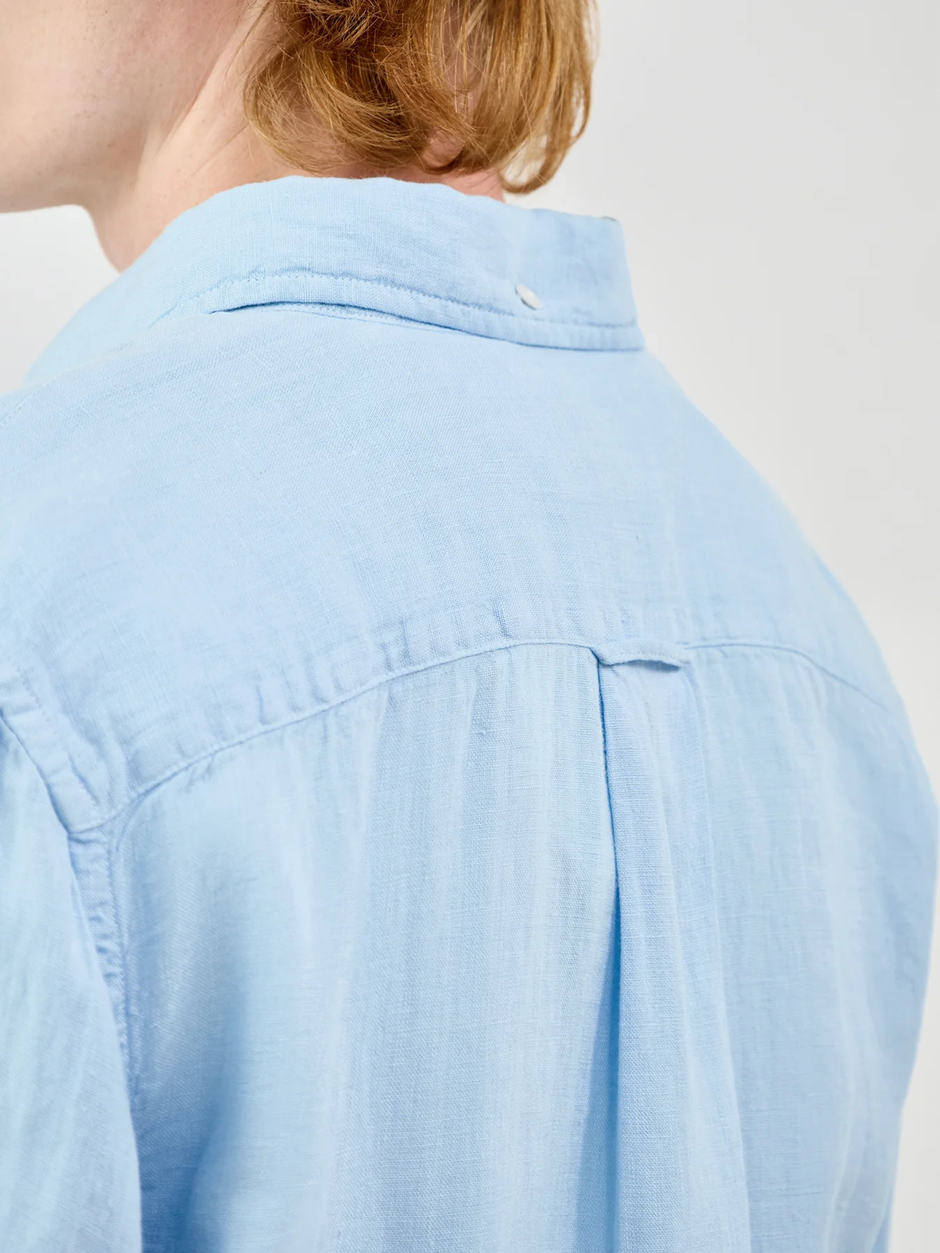 Garment Dyed Linen Shirt Blue - Image 3