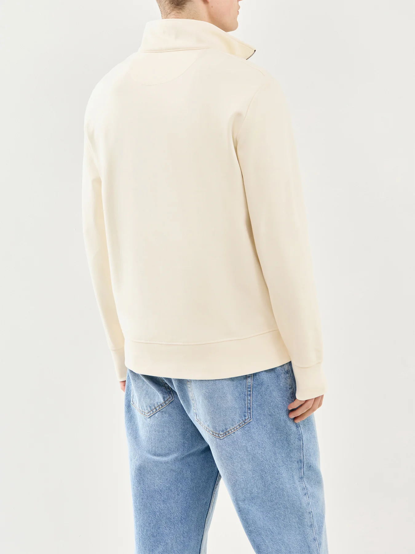 GANT Interlock Half Zip Sweatshirt Cream - Image 5