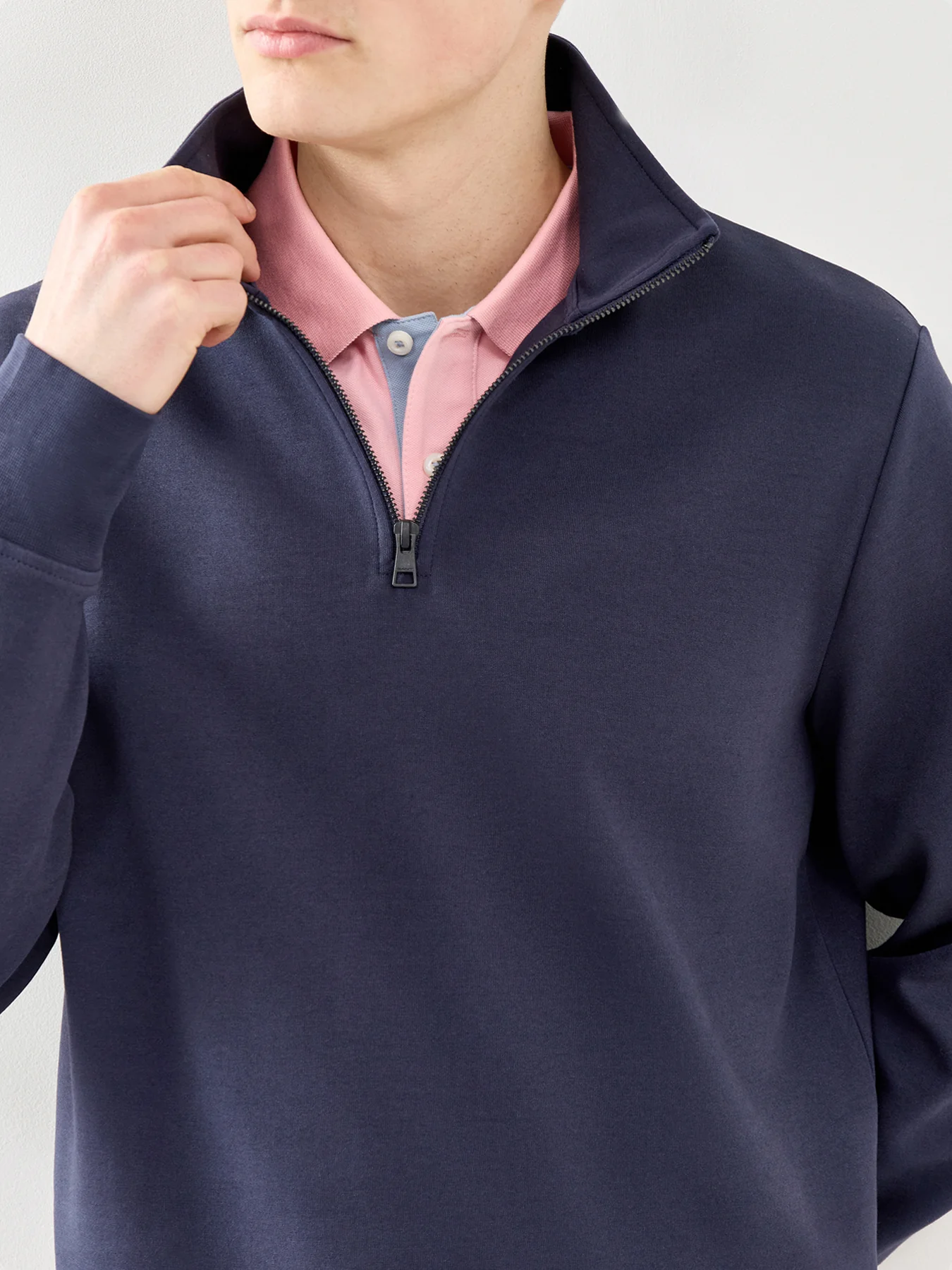GANT Interlock Half Zip Sweatshirt Evening Blue - Image 3