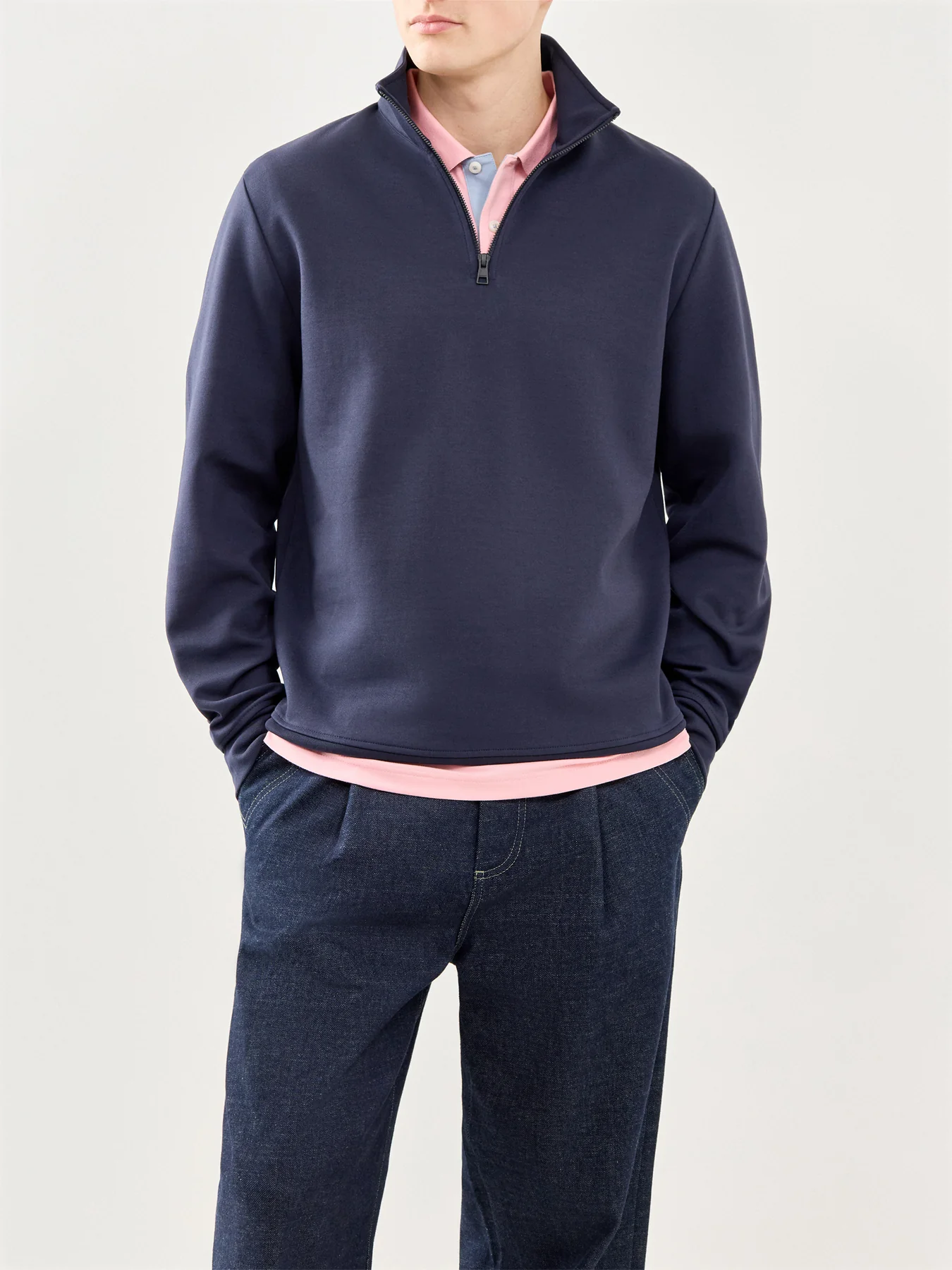 GANT Interlock Half Zip Sweatshirt Evening Blue - Image 4