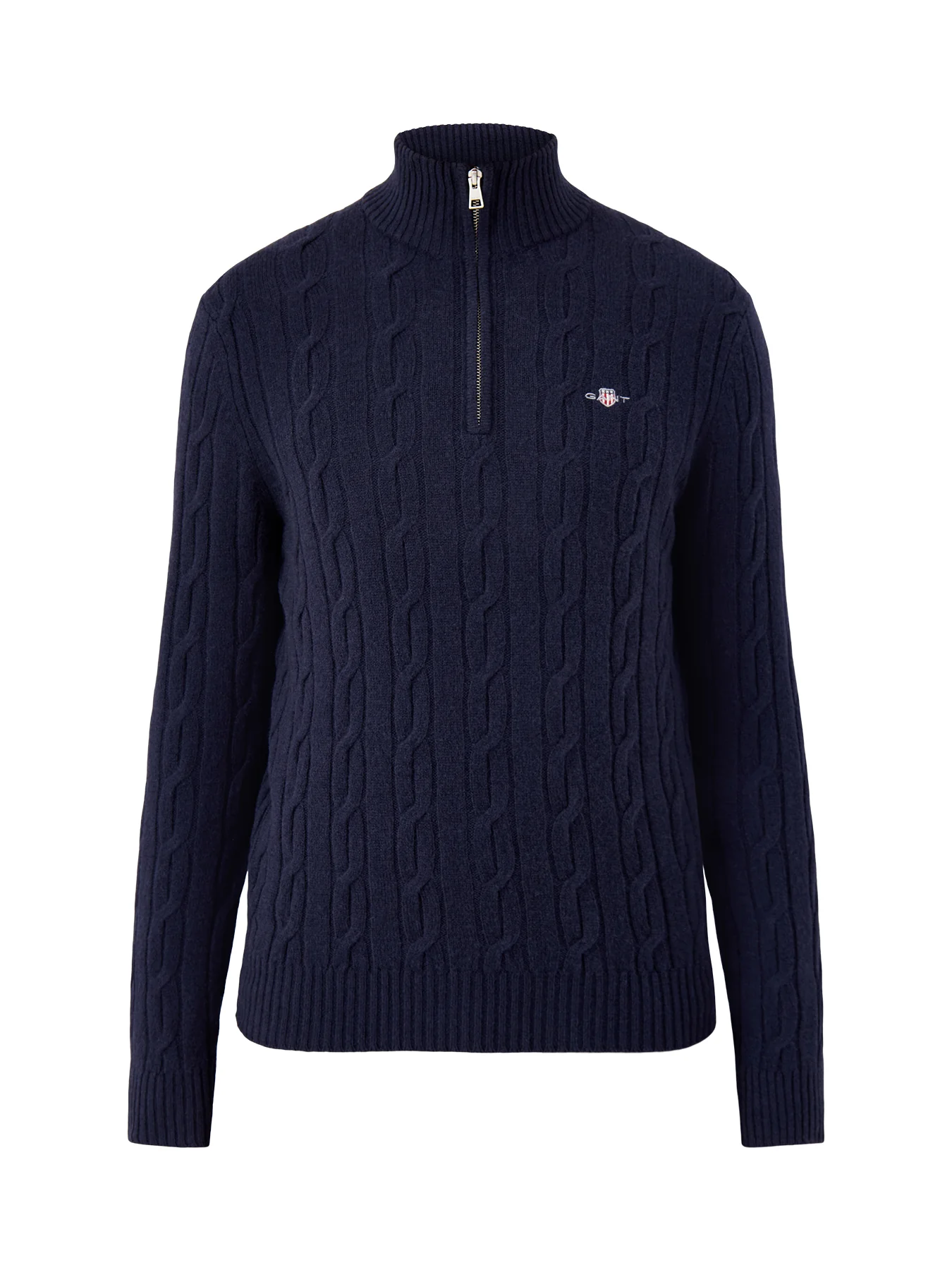Lambswool Cable Half-Zip Jumper Evening Blue