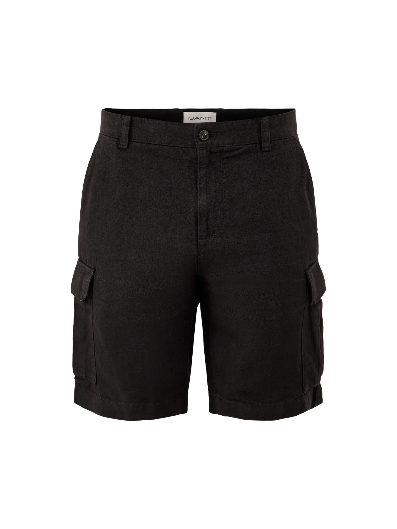 Linen Cargo Shorts Black