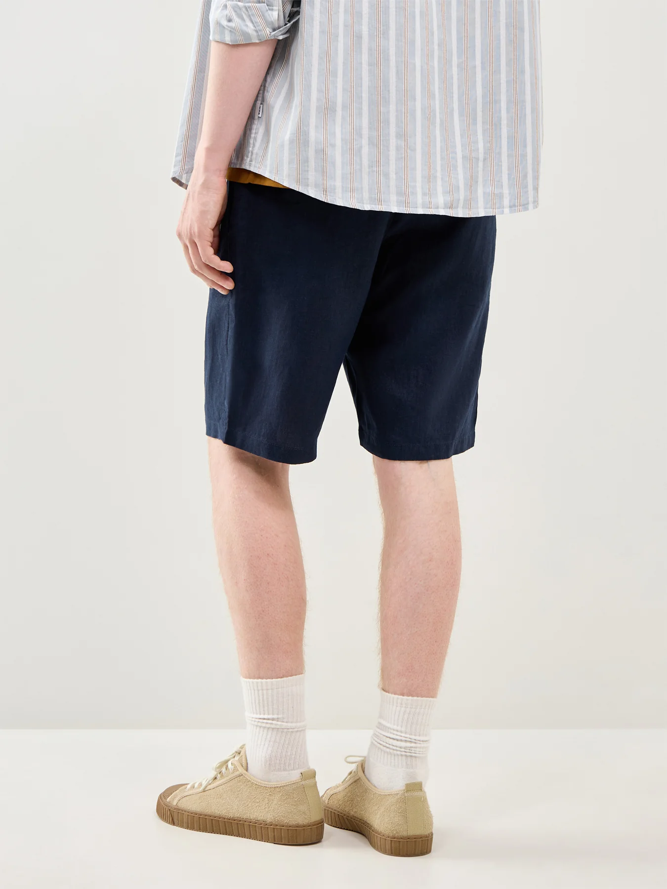 Linen Drawstring Shorts Navy - Image 5