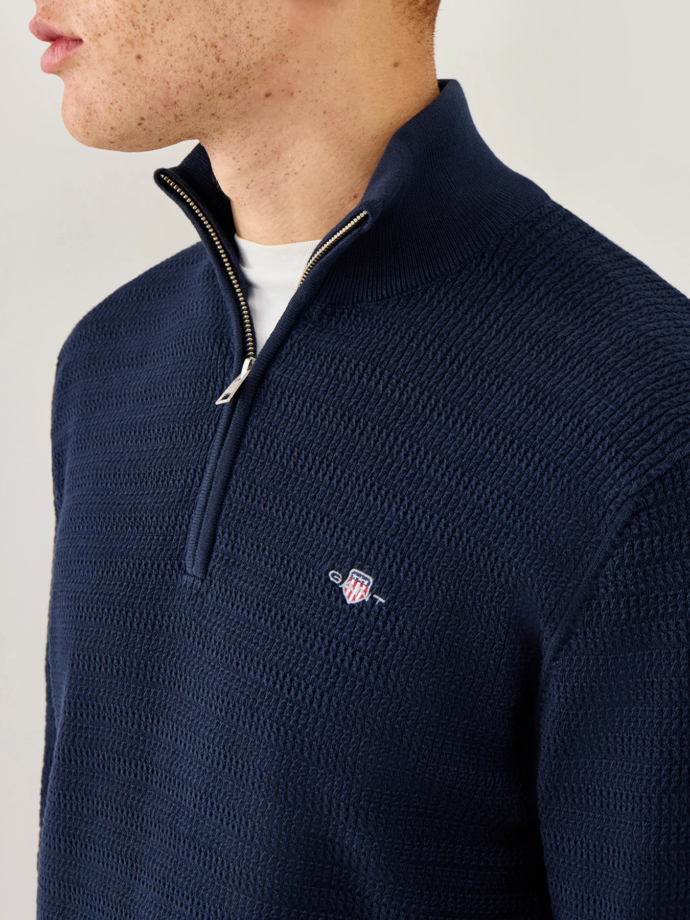 Mini Cable Half Zip Navy - Image 3