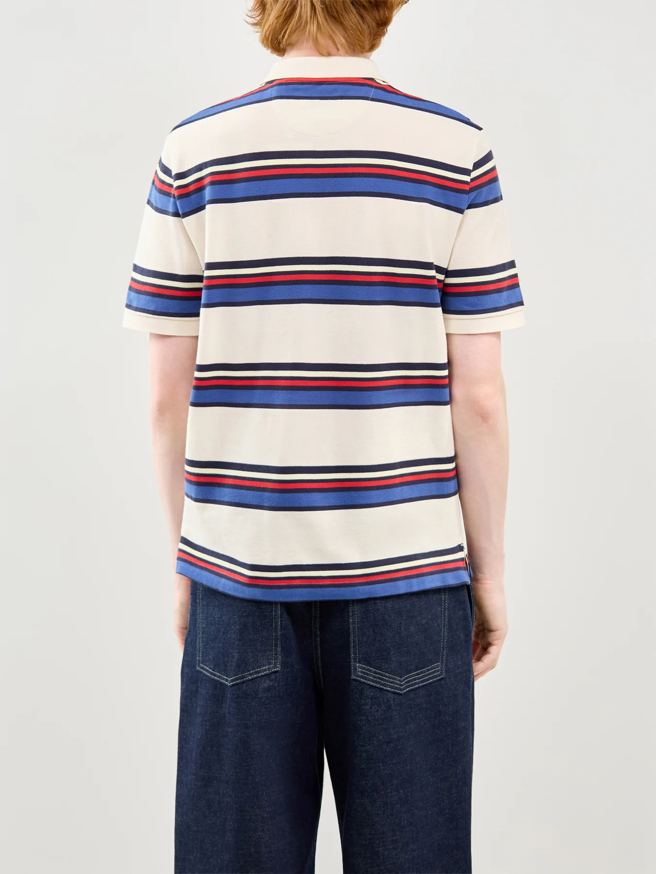 Striped Polo Shirt White - Image 5