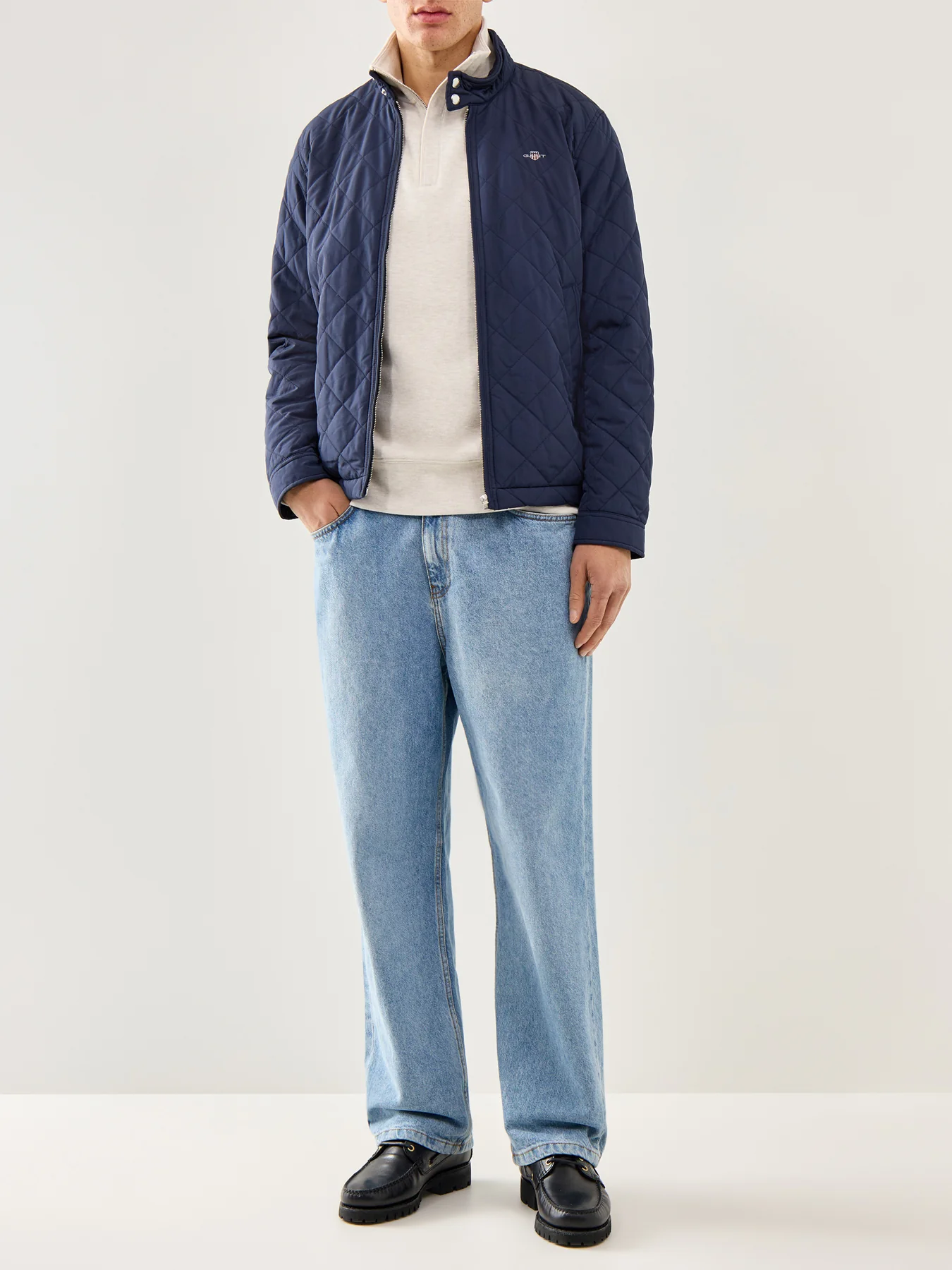 Quilted Windcheater Jacket Navy - Image 2