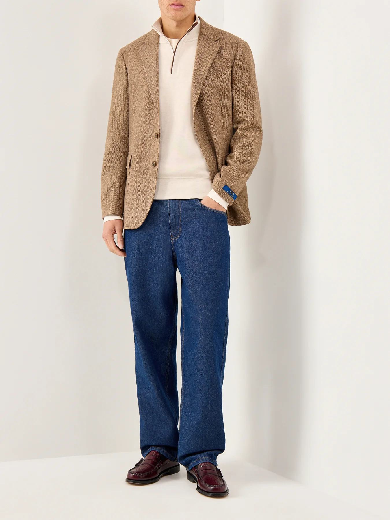 Sacker Rib Half-Zip Jumper Cream - Image 2