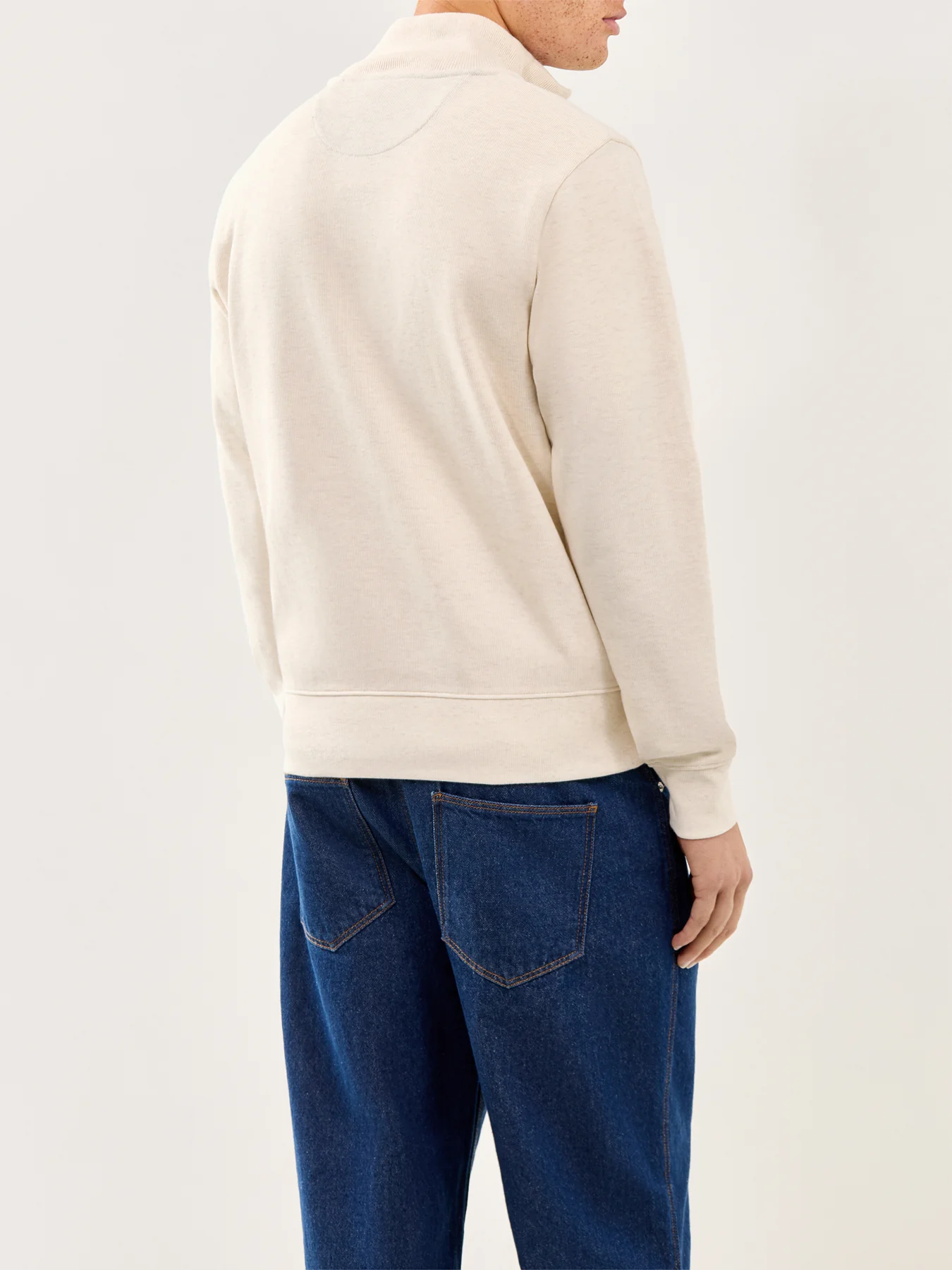 Sacker Rib Half-Zip Jumper Cream - Image 5