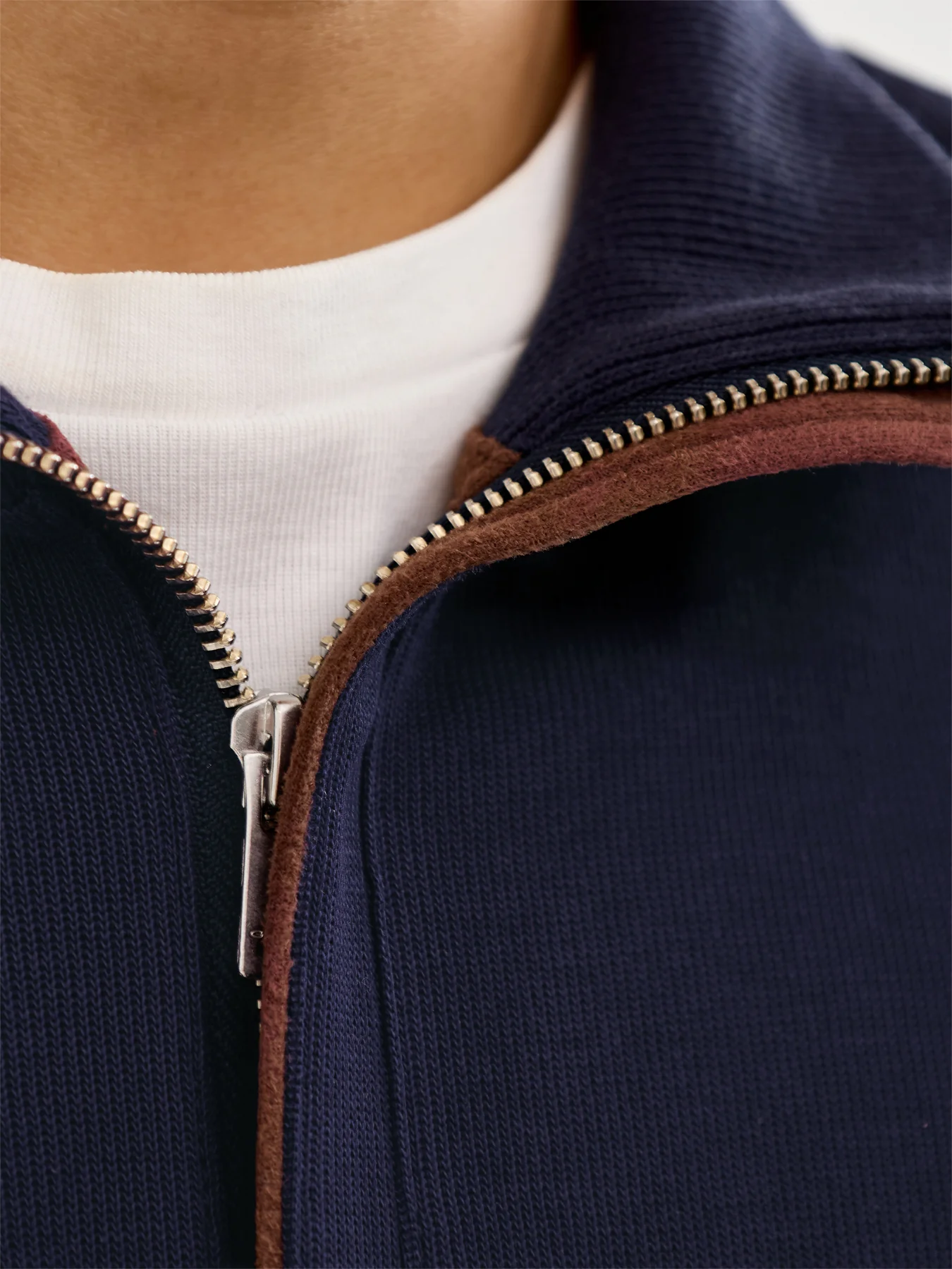 Sacker Rib Cotton Half Zip Blue - Image 3