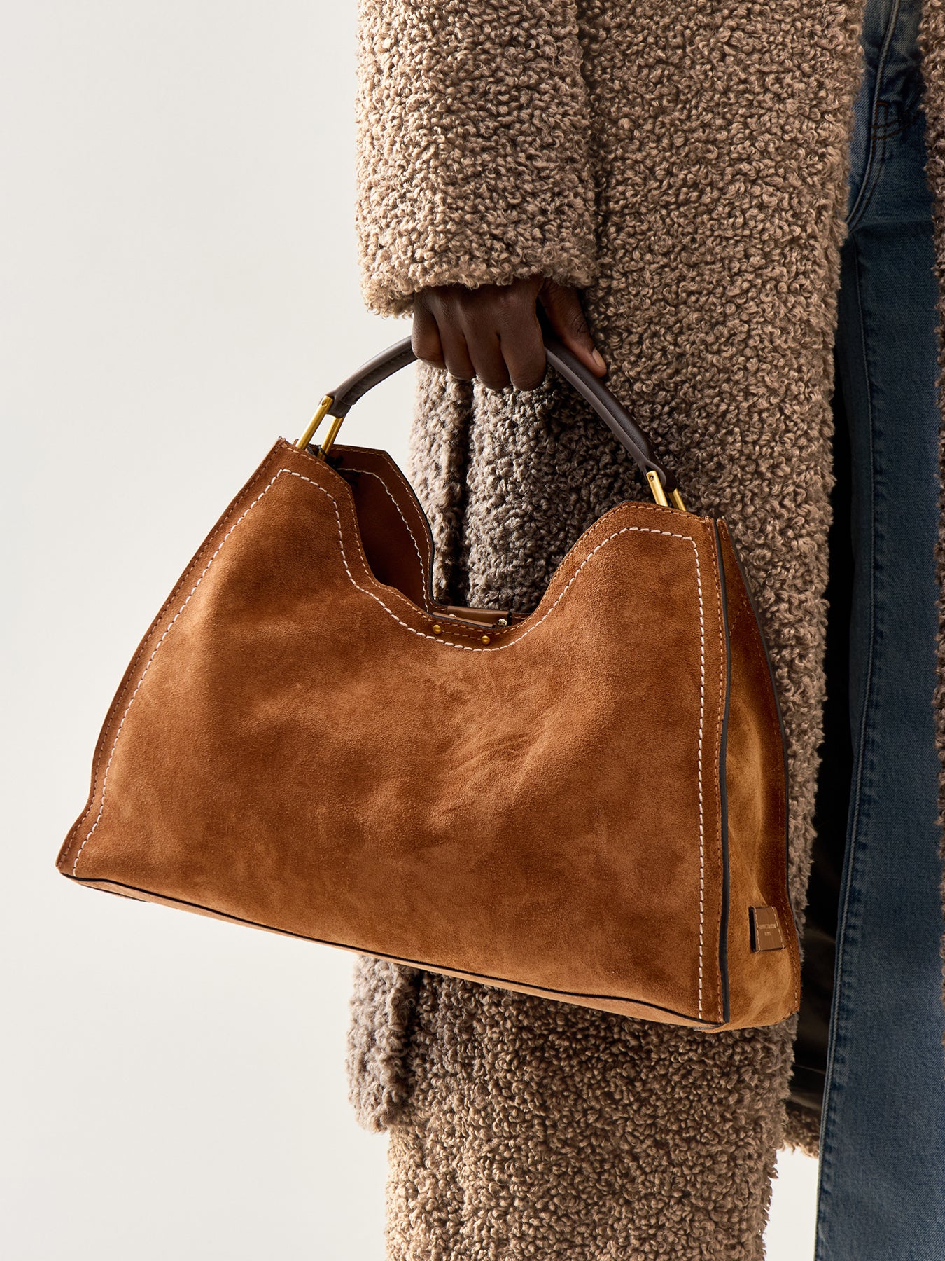 Aurora Large Top Handle Leather Tote Tan - Image 2