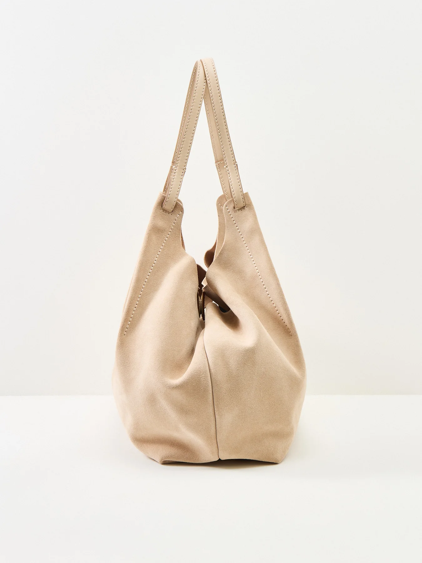Dua L Suede Shoulder Tote Beige - Image 4
