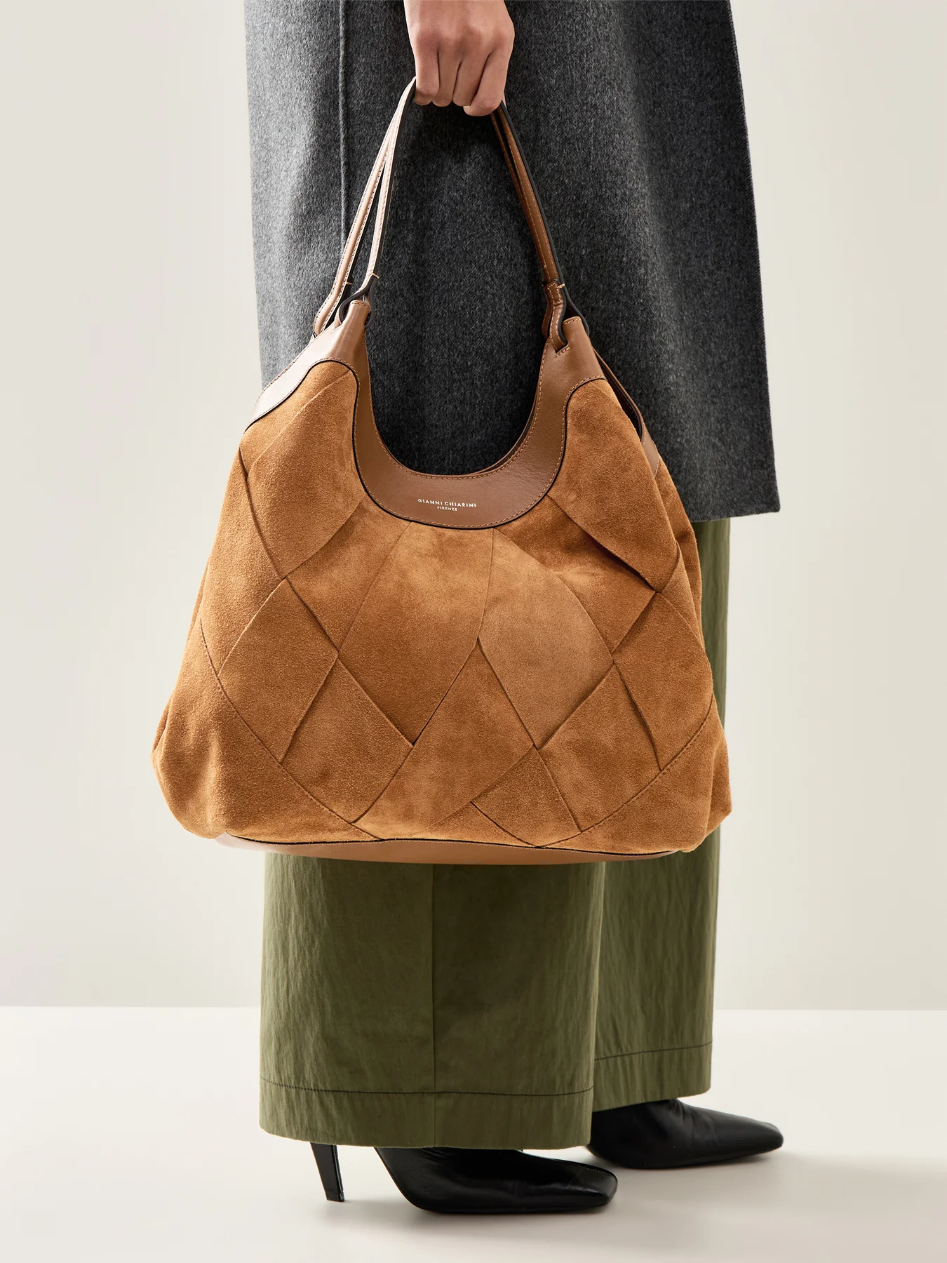 Dua Suede Large Shoulder Tote Tan - Image 2