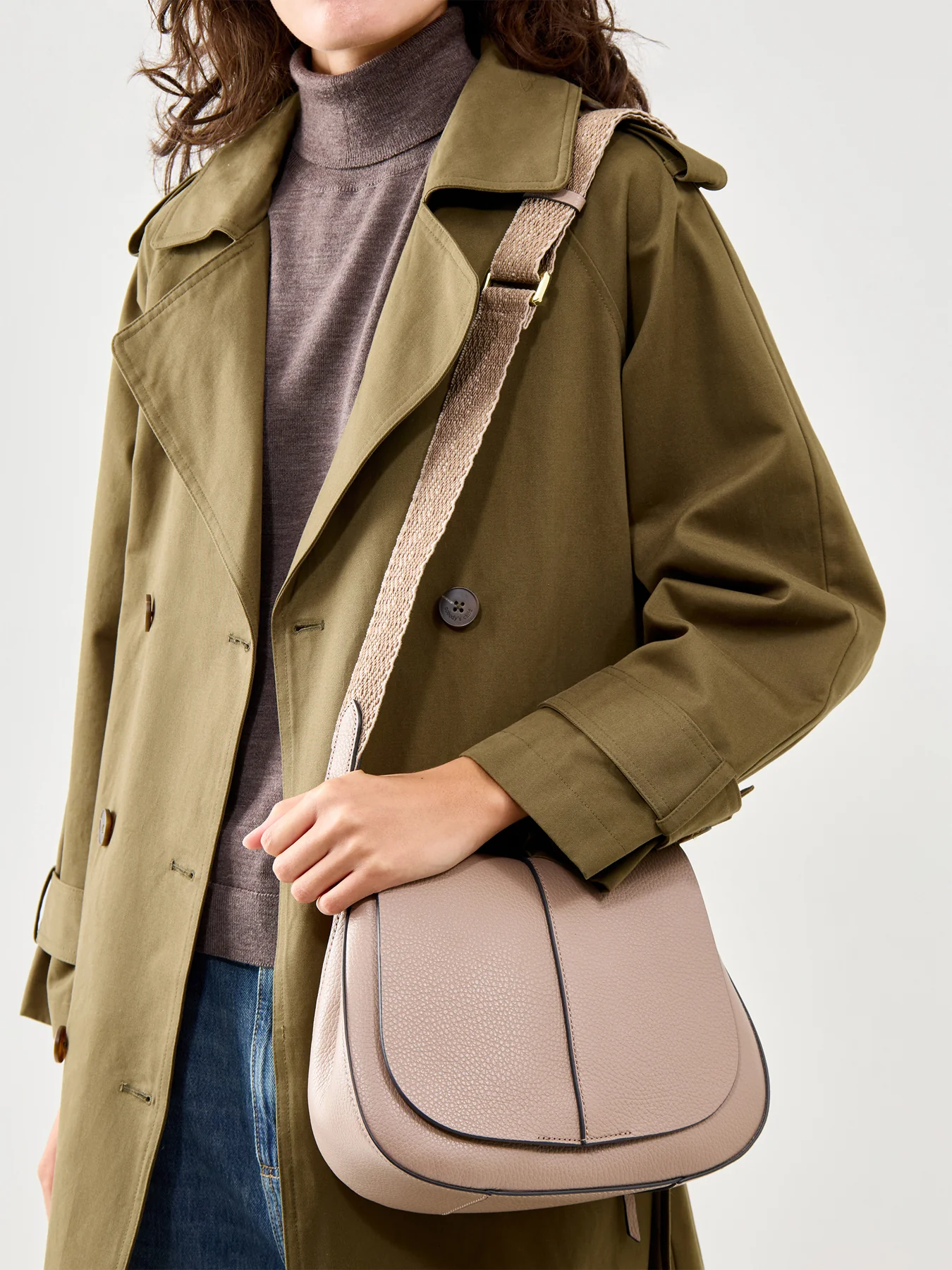 Helena Round Crossbody Beige - Image 2