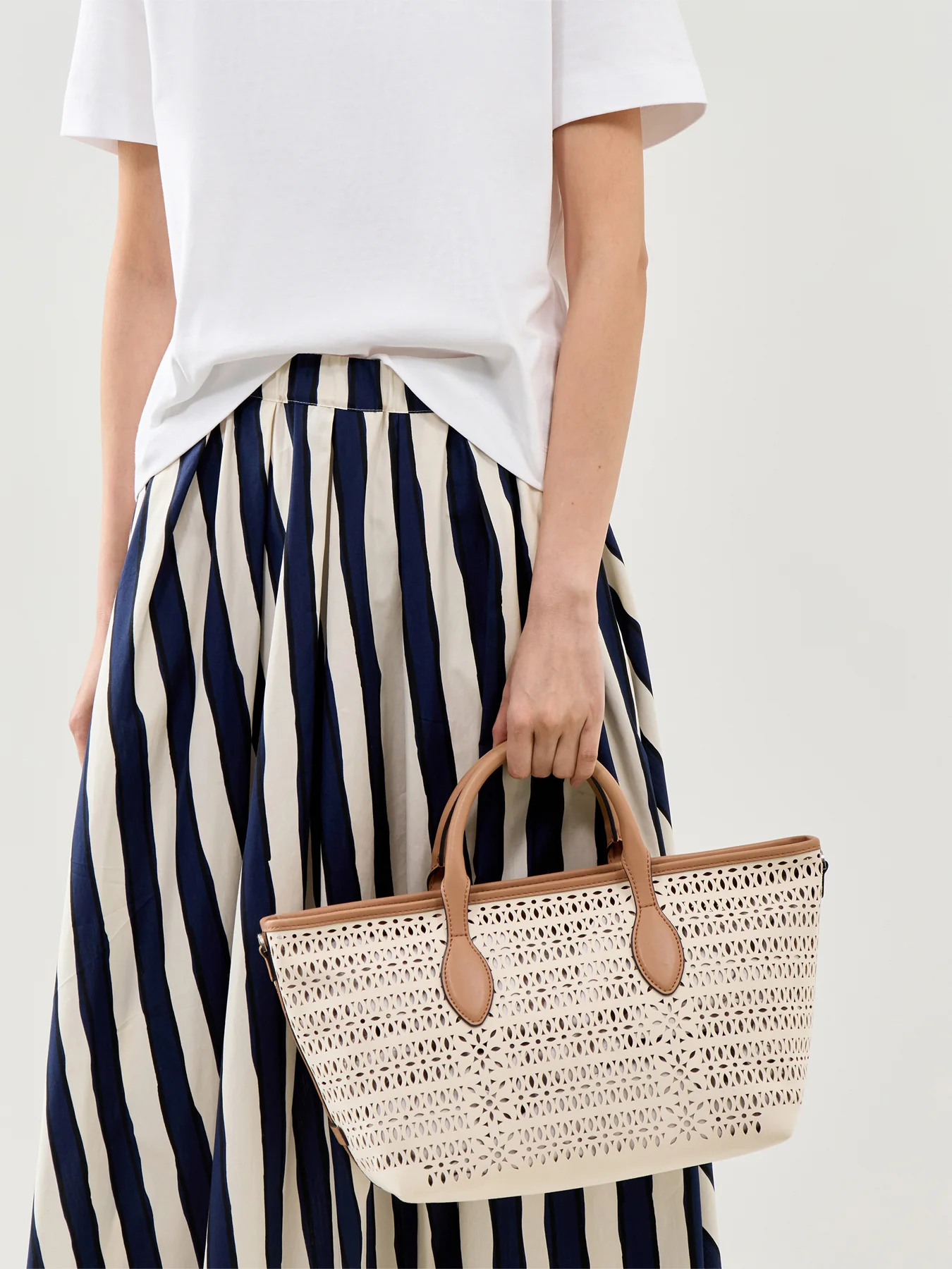 Mashup Laser Cut Tote Bag Cream - Image 2