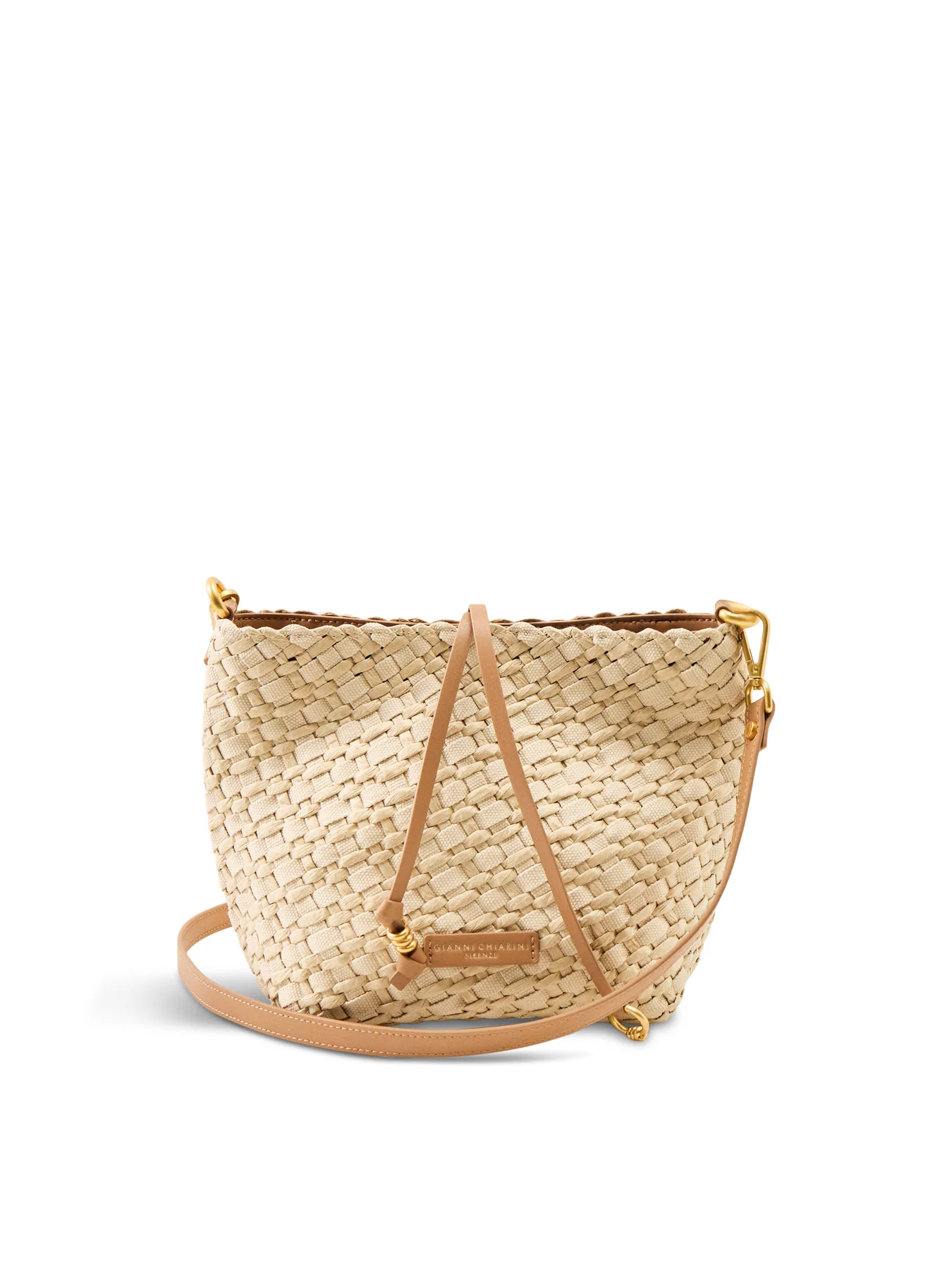 Mercy Straw Bucket Shoulder Bag Beige