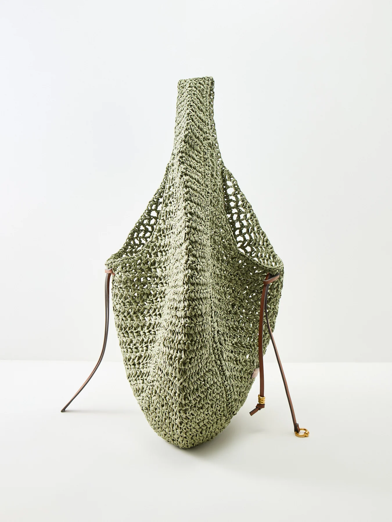 Nefeli Round Paper Straw Shoulder Bag Green - Image 4