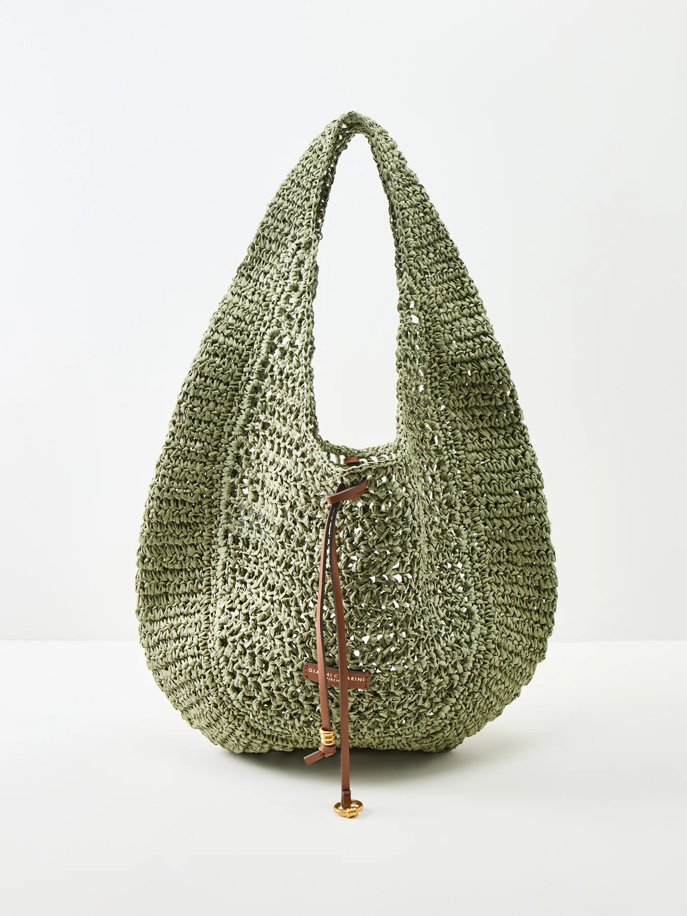 Nefeli Round Paper Straw Shoulder Bag Green - Image 6