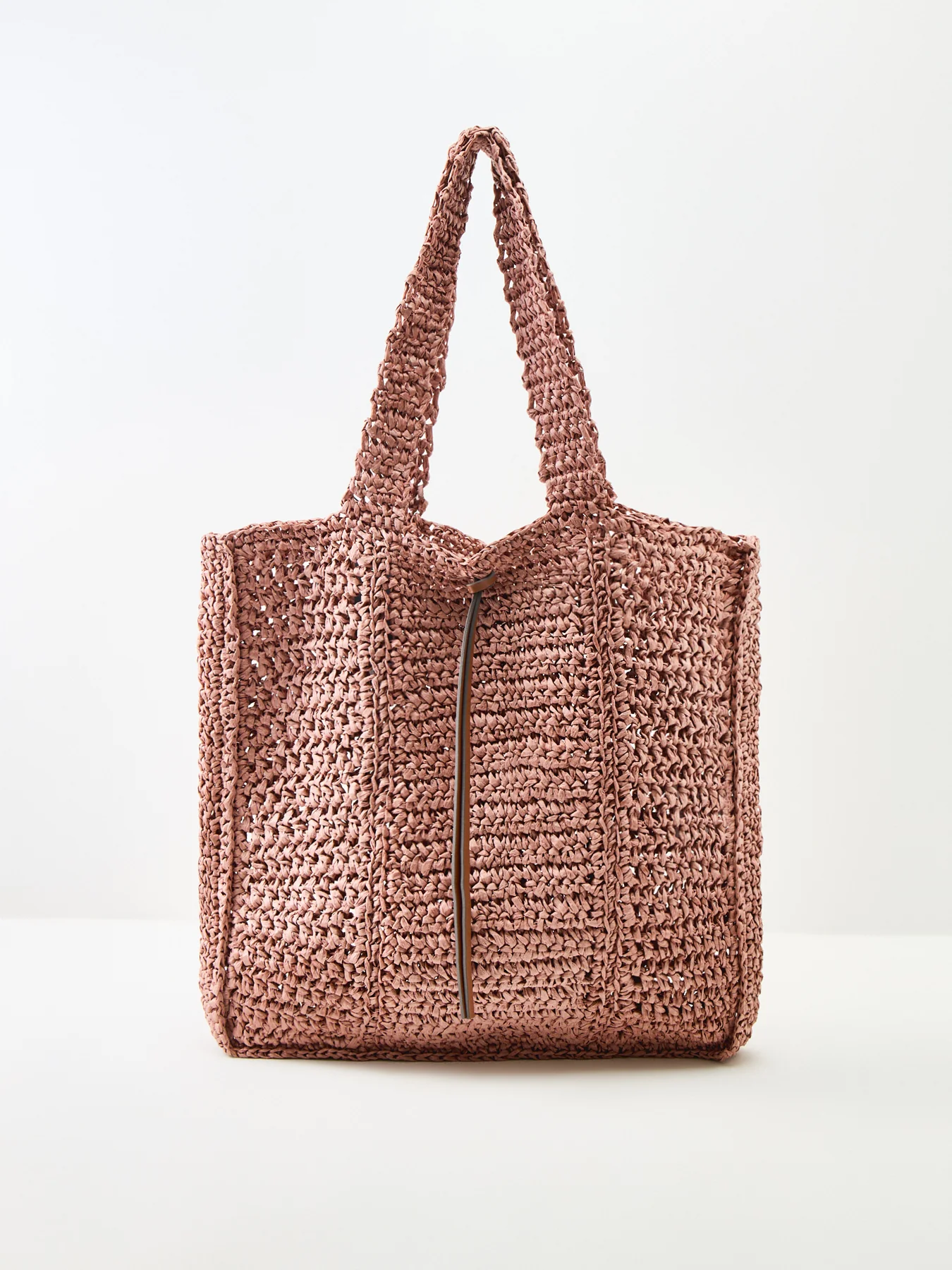 Nefeli Square Paper Straw Tote Bag Pink - Image 3