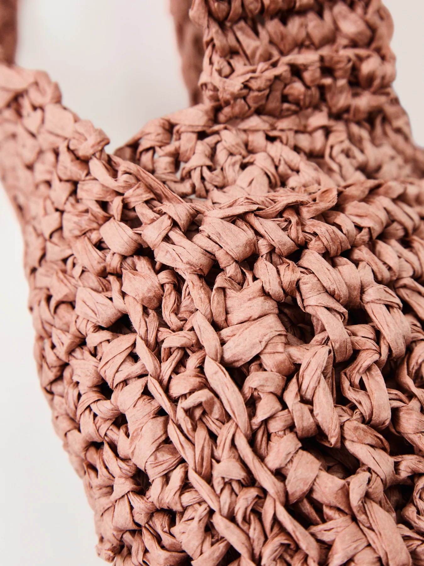 Nefeli Square Paper Straw Tote Bag Pink - Image 4