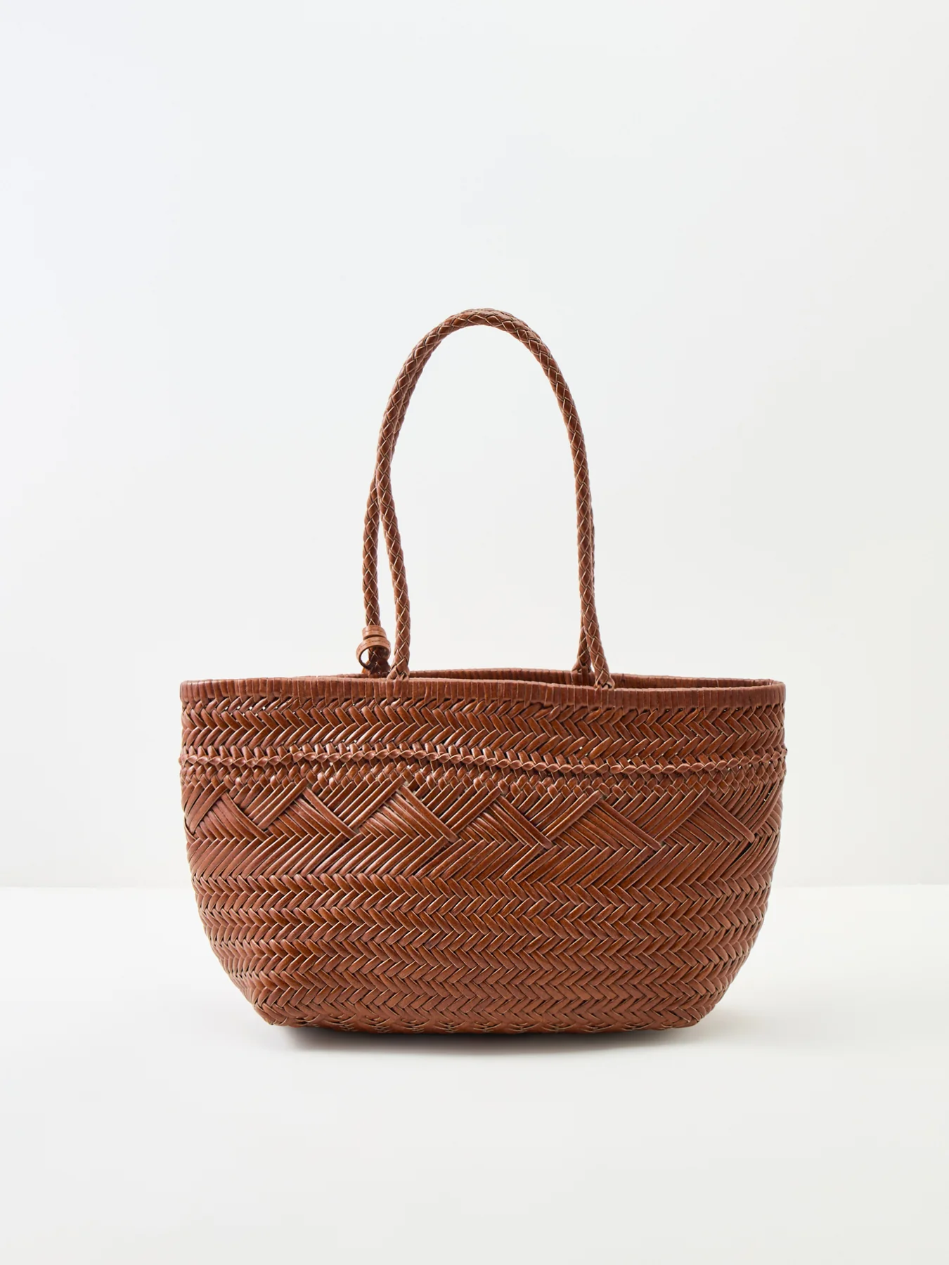 Paloma Woven Leather Tote Bag Tan - Image 3
