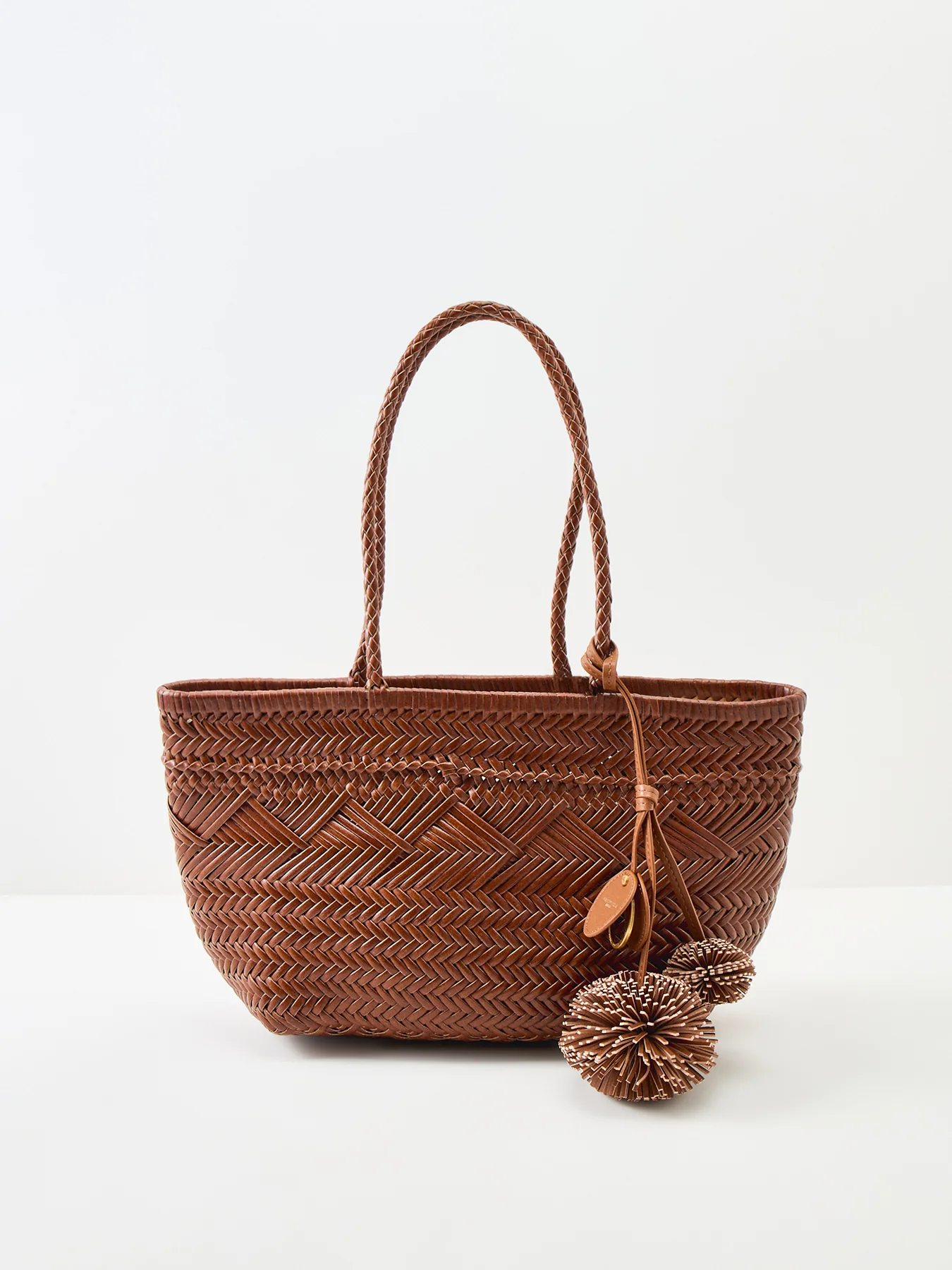 Paloma Woven Leather Tote Bag Tan - Image 6