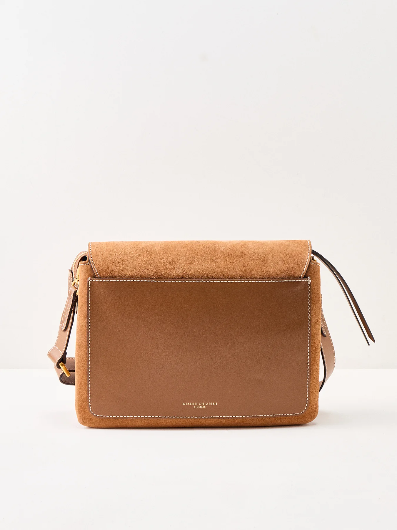 Three Large Suede Crossbody Bag Tan - Image 3