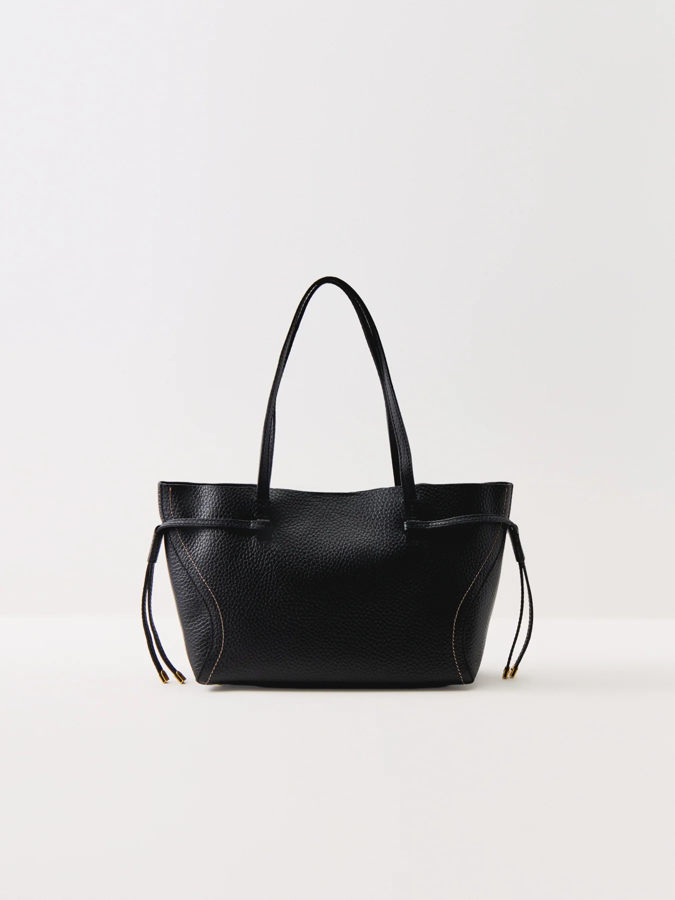 Violette Structured Leather Tote Bag Black - Image 3