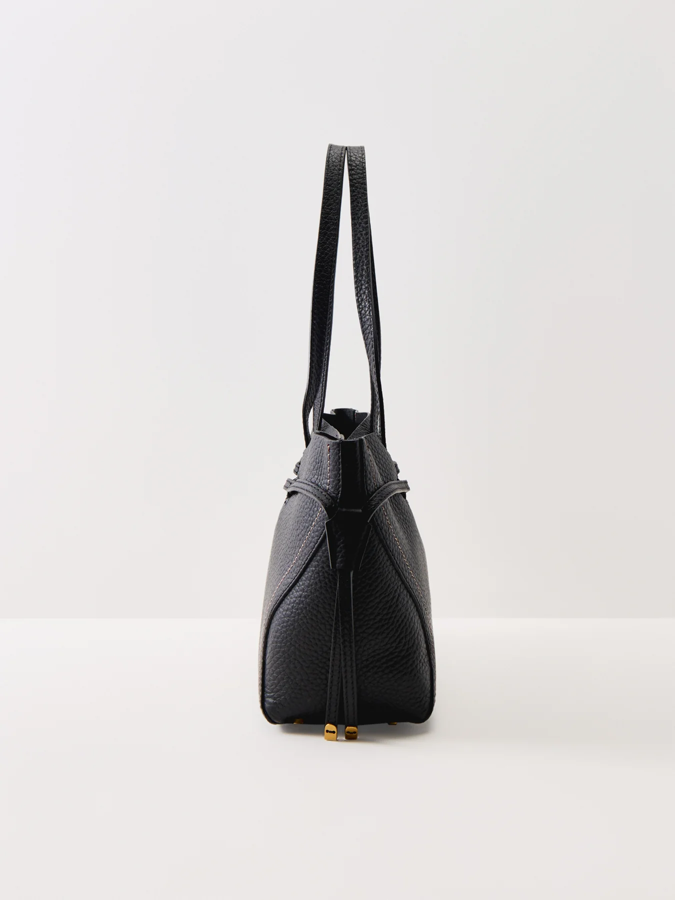 Violette Structured Leather Tote Bag Black - Image 4