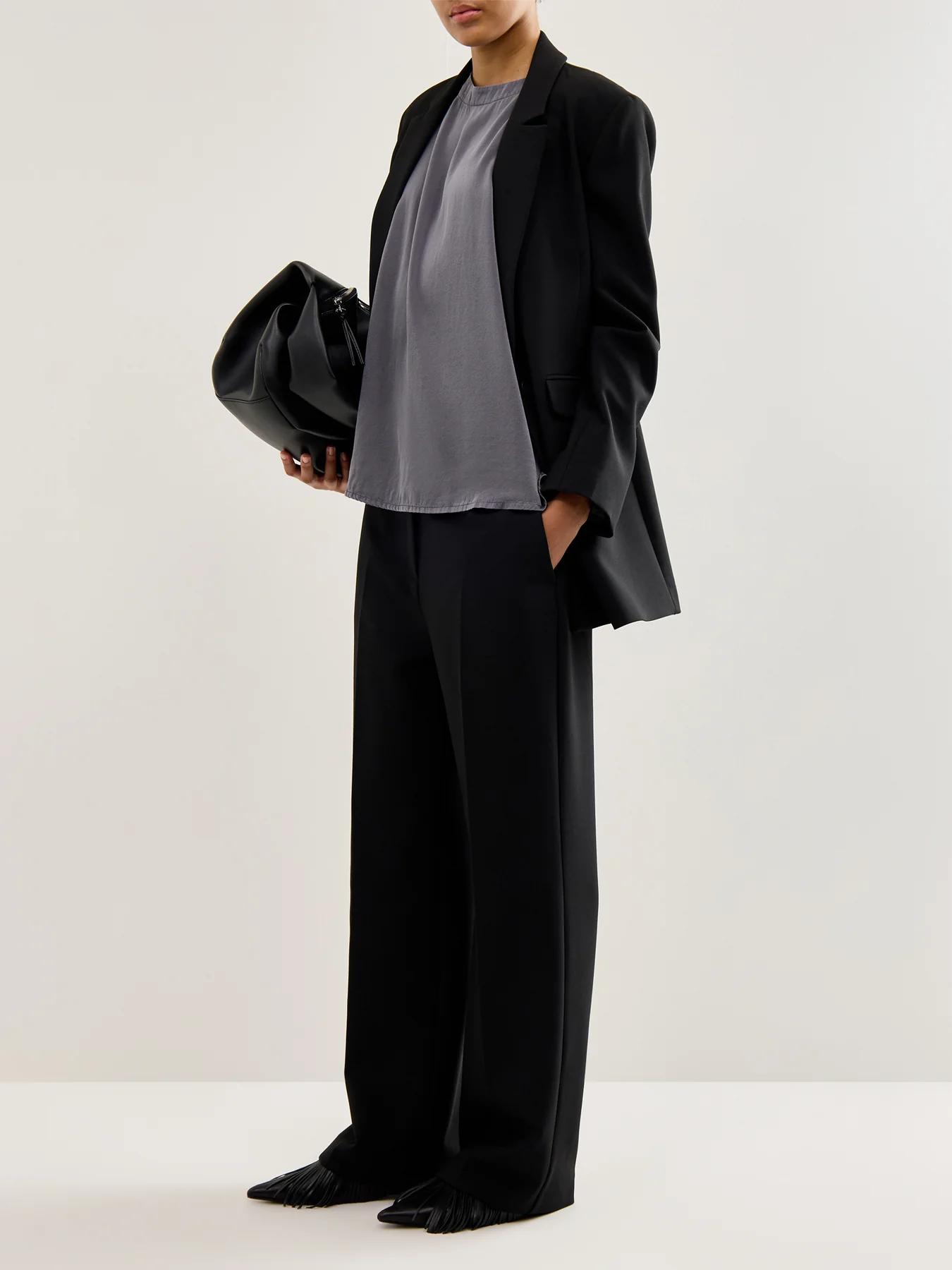 Silk Sleeveless Top Black Silver - Image 4