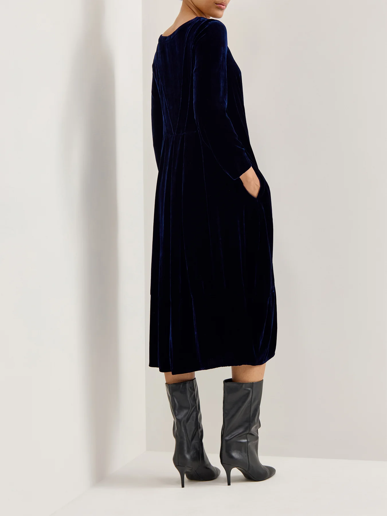 Velvet Long Sleeve Dress Royal Blue - Image 5