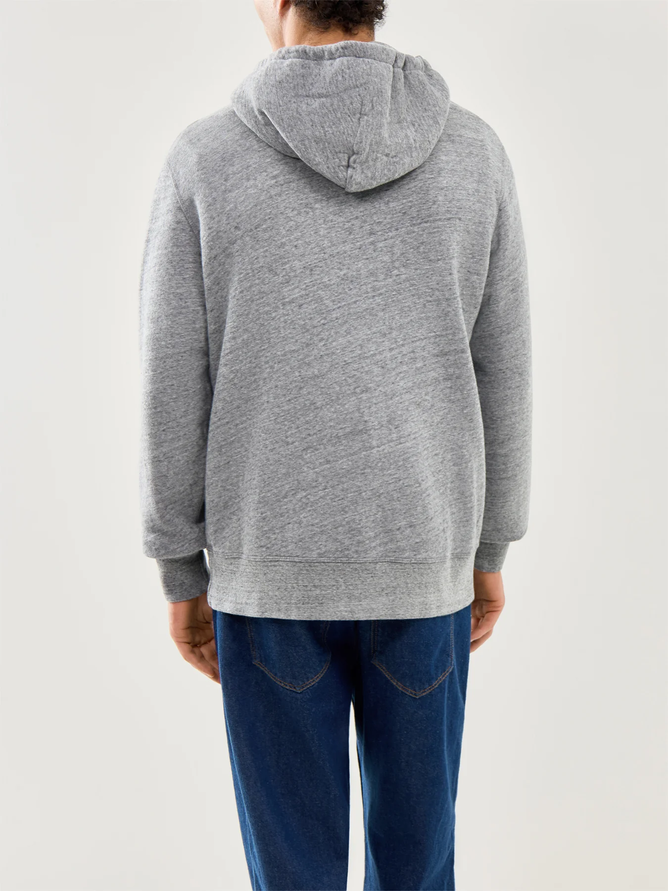 Brushed Fleece Hooded Sweat Heather Grey - Image 5