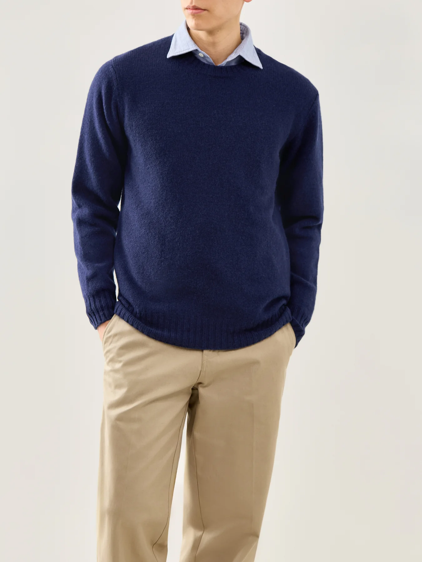Brushed Shetland Crew Knit Navy - Image 4