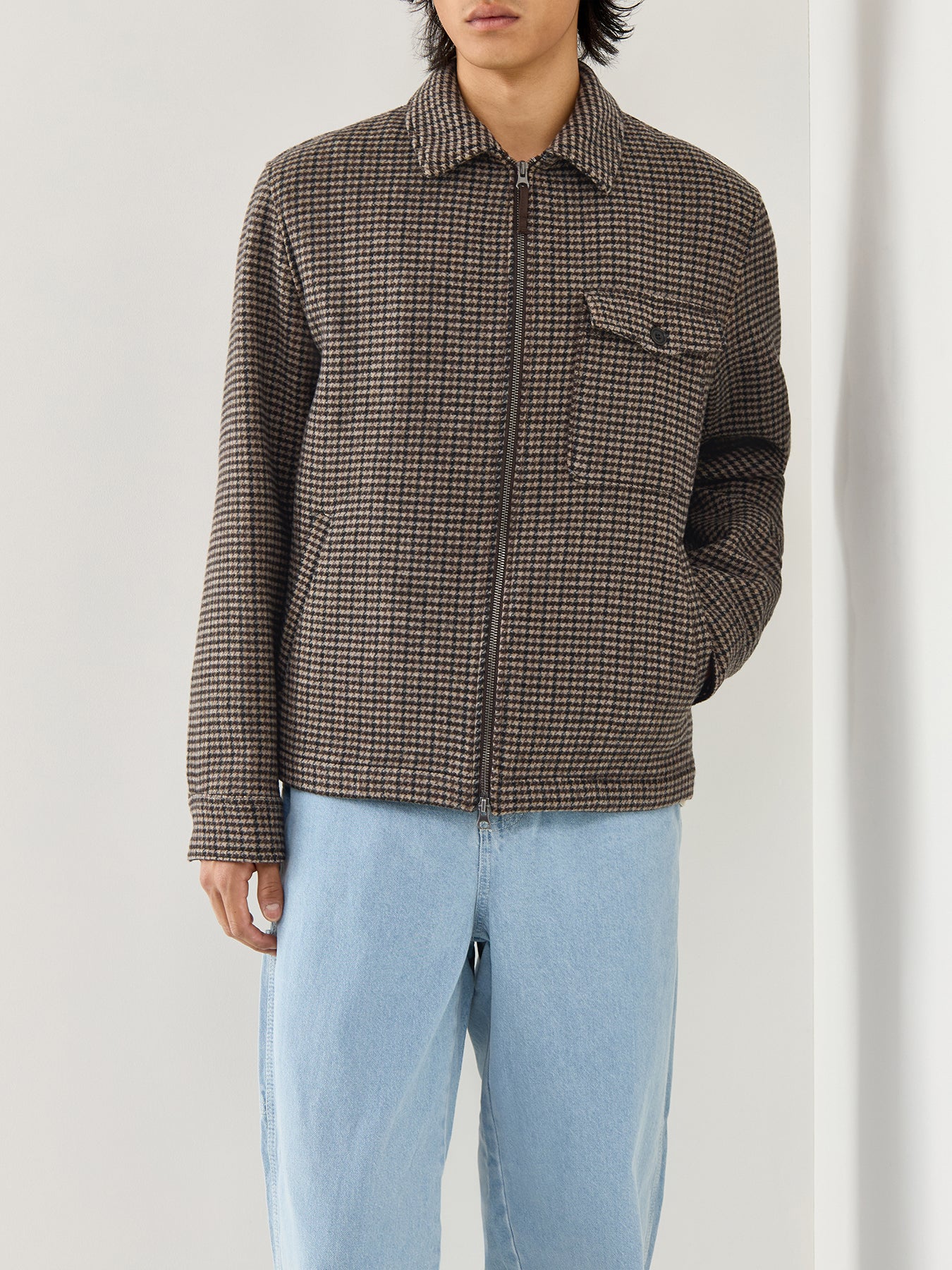 Dandy Herringbone Check Jacket Brown - Image 4